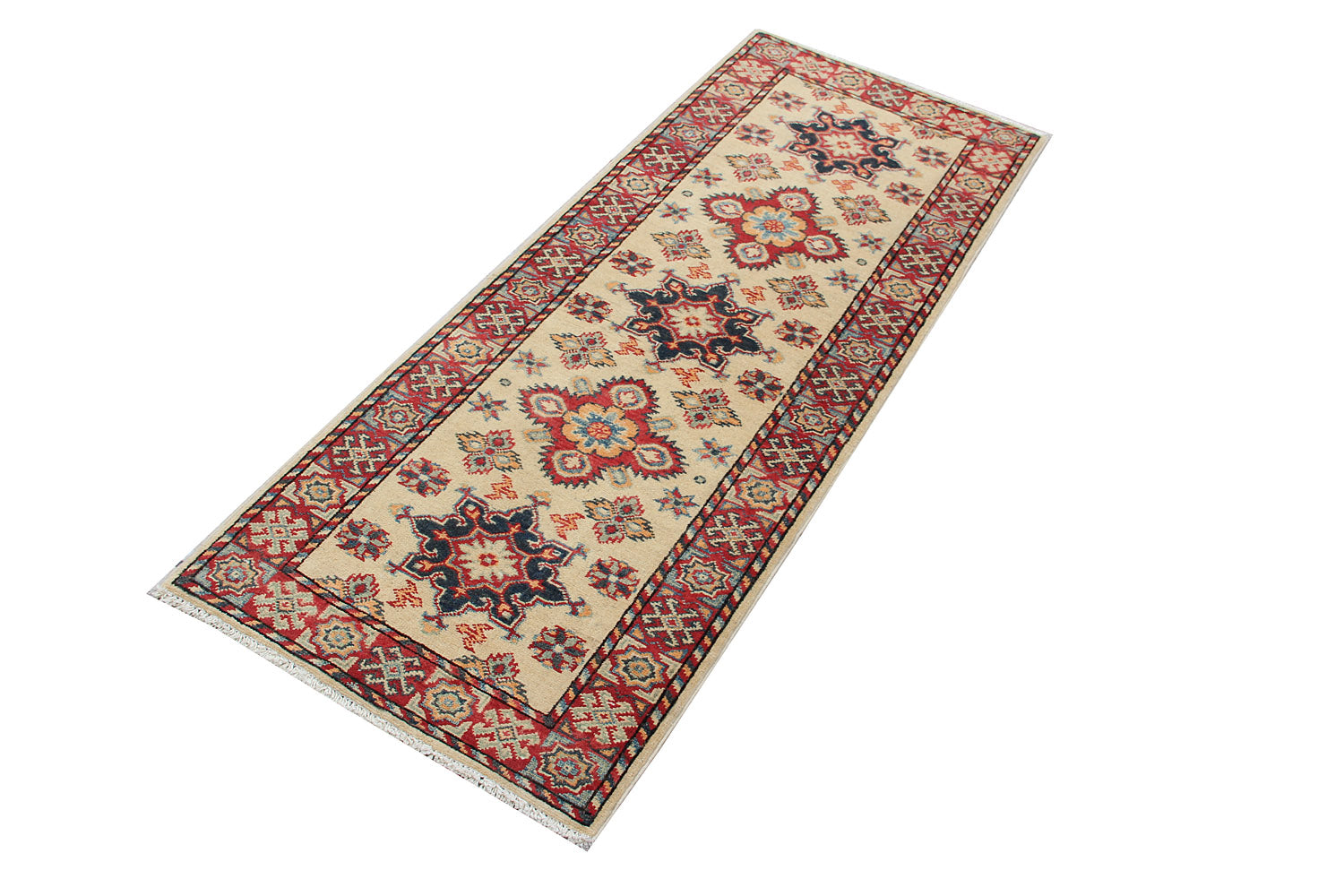2' X 5' Ivory Handmade KAZAK Rug Rectangular