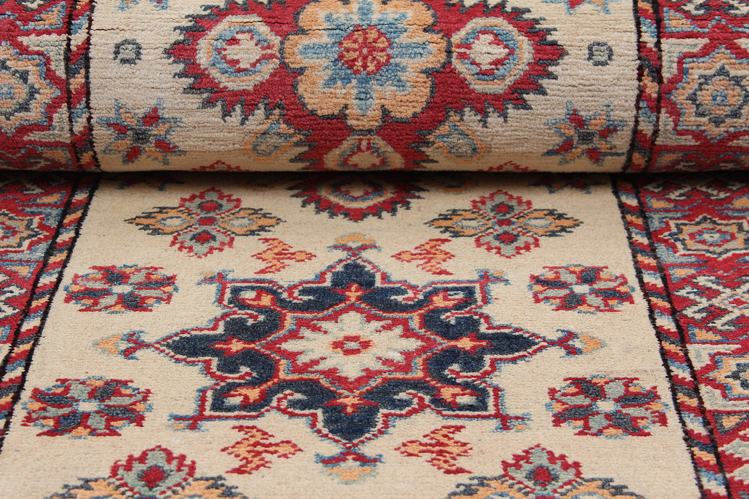 2' X 5' Ivory Handmade KAZAK Rug Rectangular