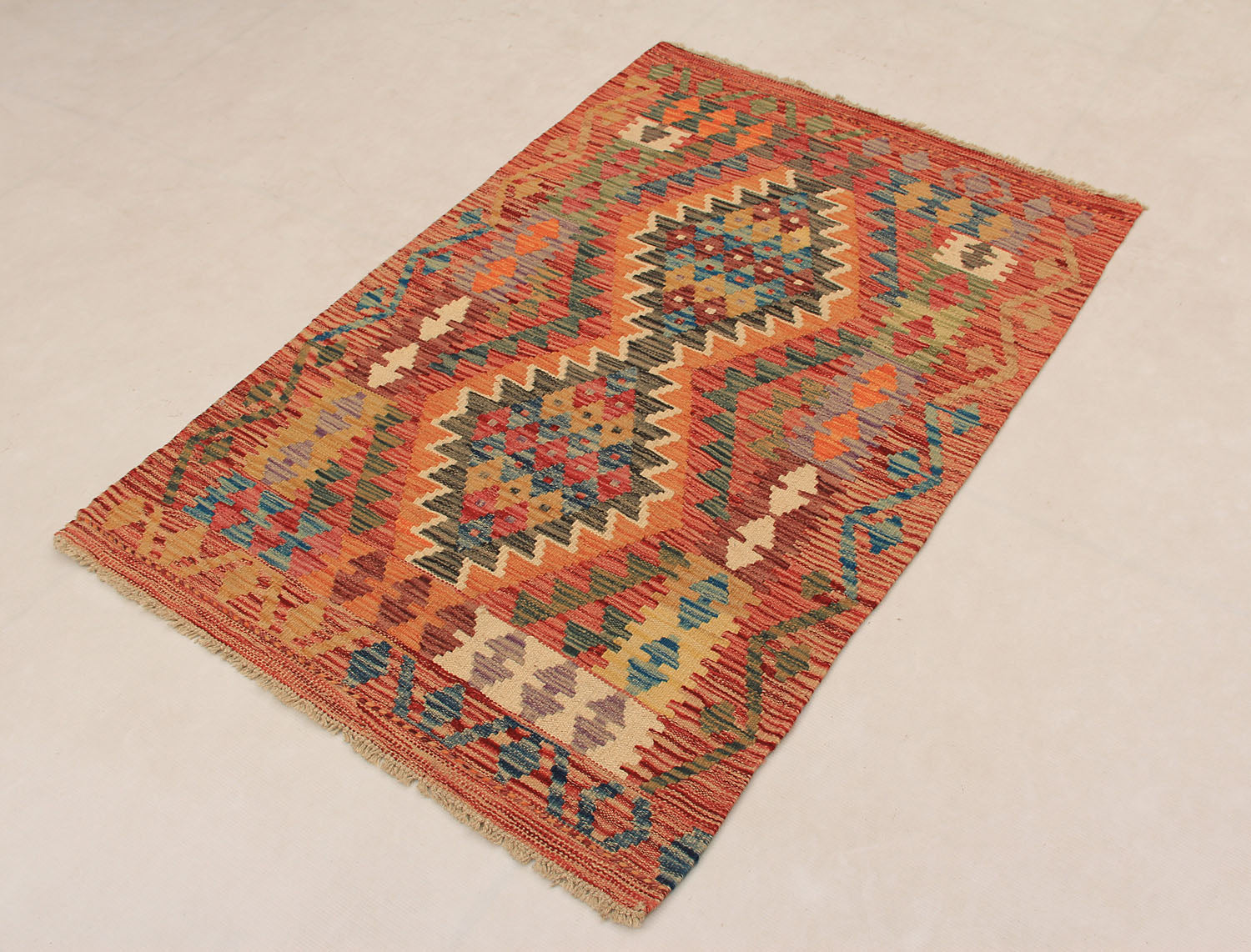 3' X 4' Multy Handmade Veggie Dye Kilim Rug Rectangular