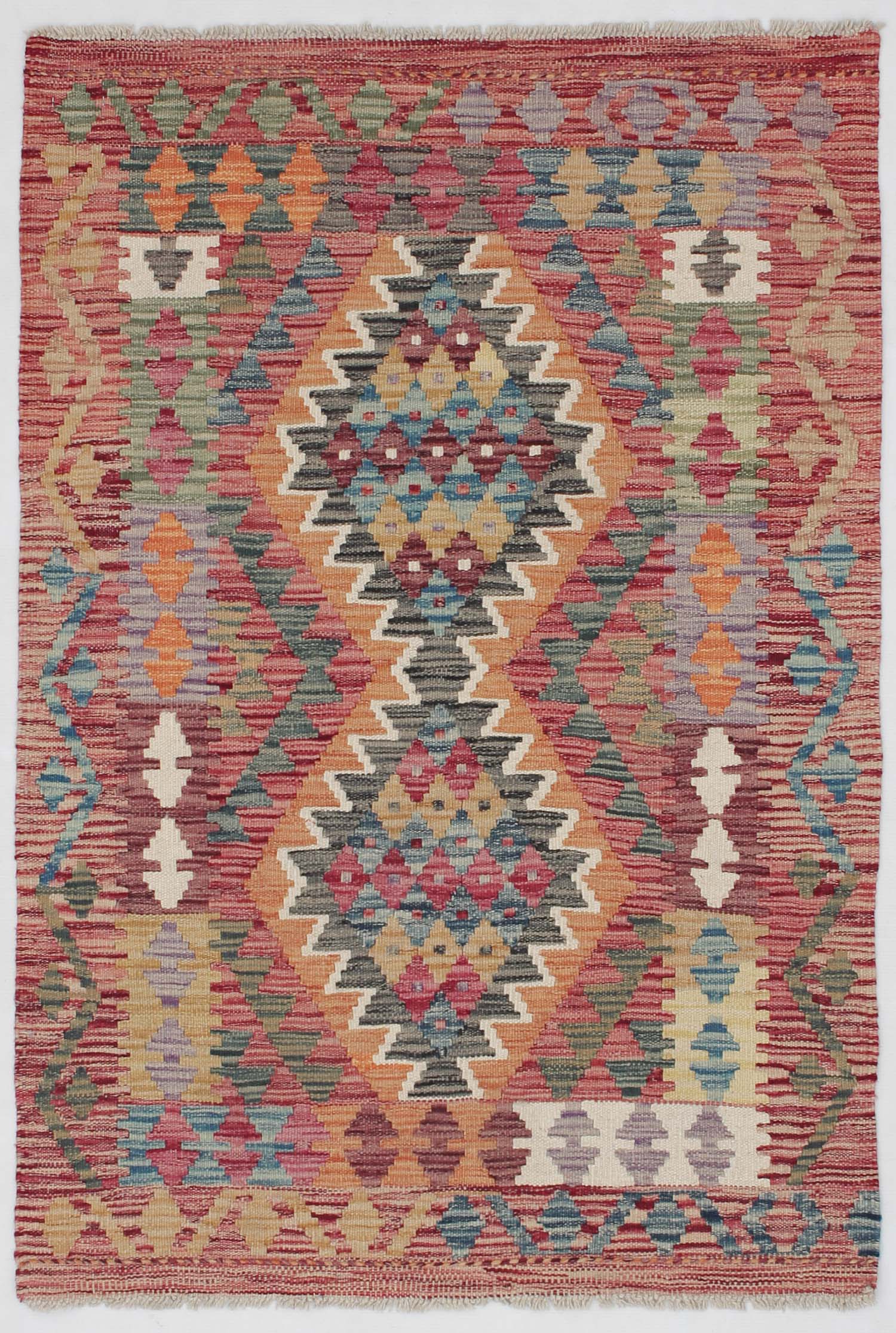 3' X 4' Multy Handmade Veggie Dye Kilim Rug Rectangular