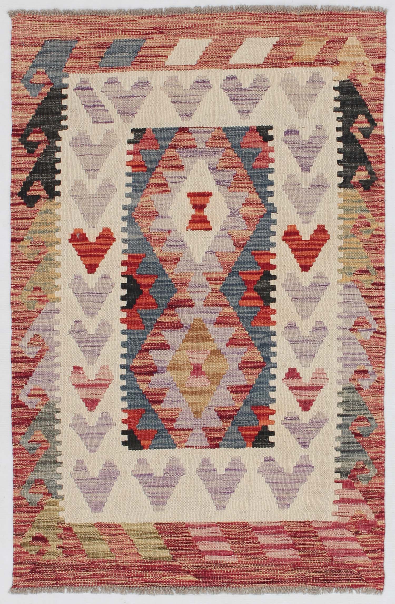 2' 6" x 4' Multy Handmade Veggie Dye Kilim Rug Rectangular