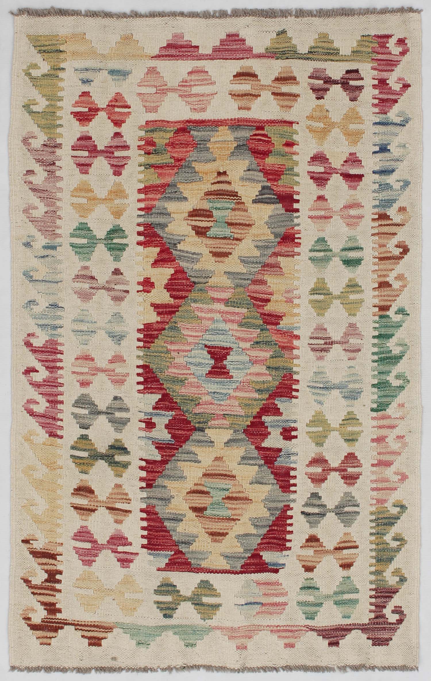 2' 6" x 4' Multy Handmade Veggie Dye Kilim Rug Rectangular