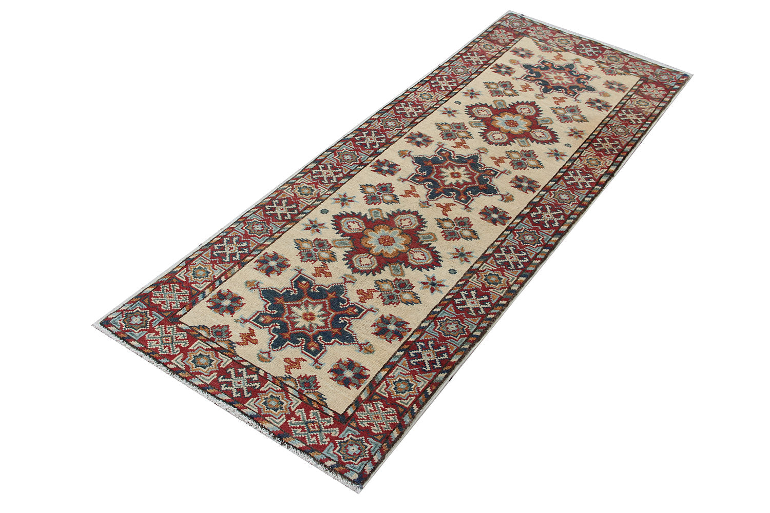 2' 6" x 6' Ivory Handmade KAZAK Rug Runner