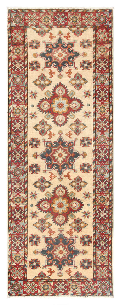 2' 6" x 6' Ivory Handmade KAZAK Rug Runner
