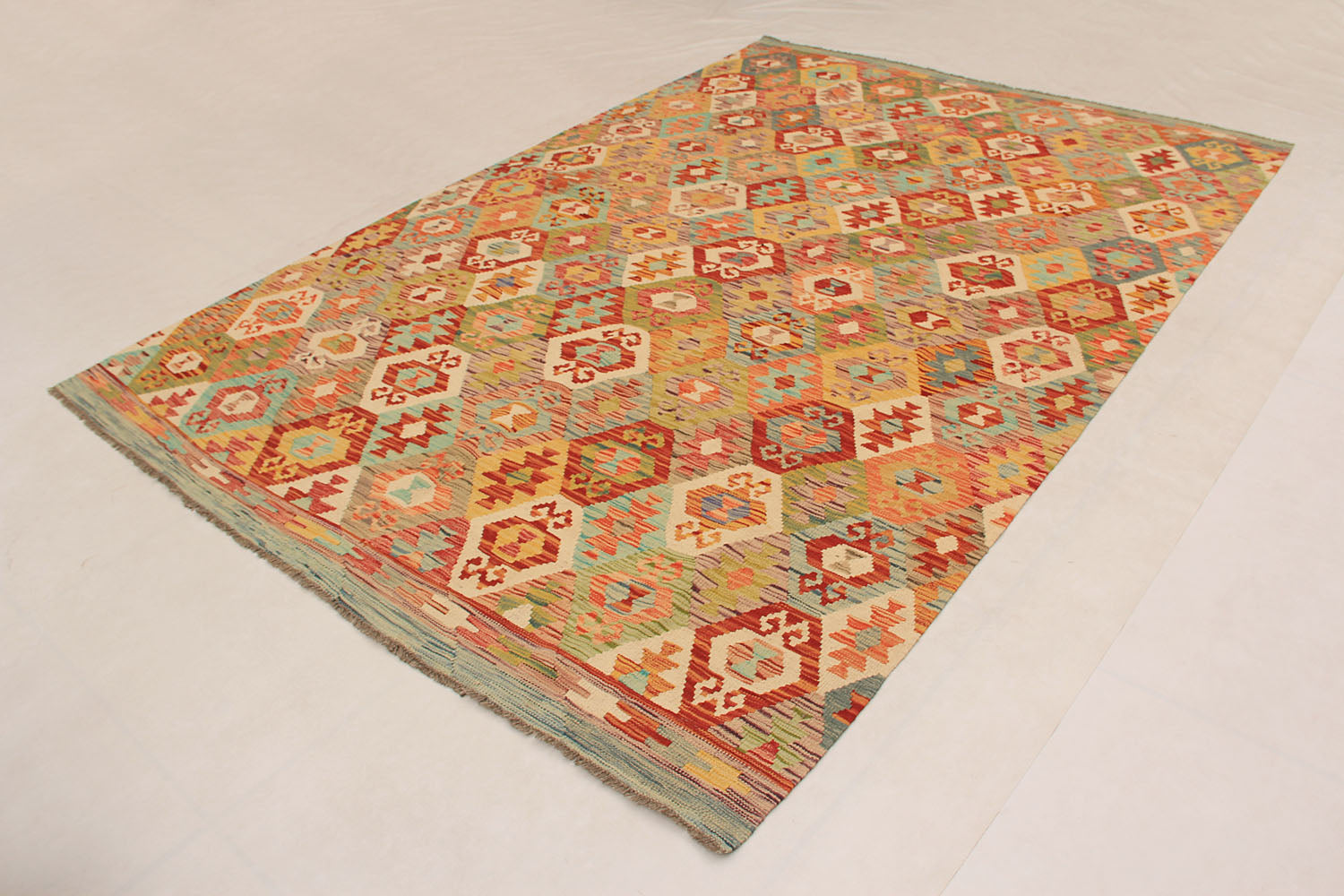 6' 6"X 10' Multy Handmade Veggie Dye Kilim Rug Rectangular