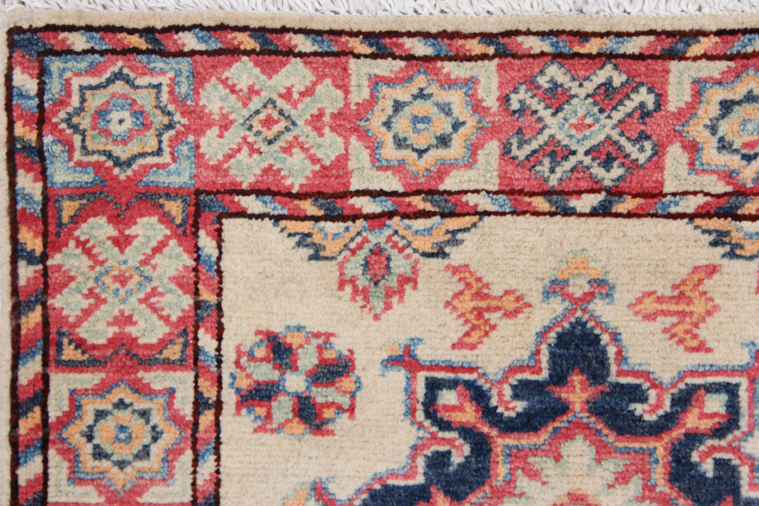 2' X 5' Ivory Handmade KAZAK Rug Rectangular