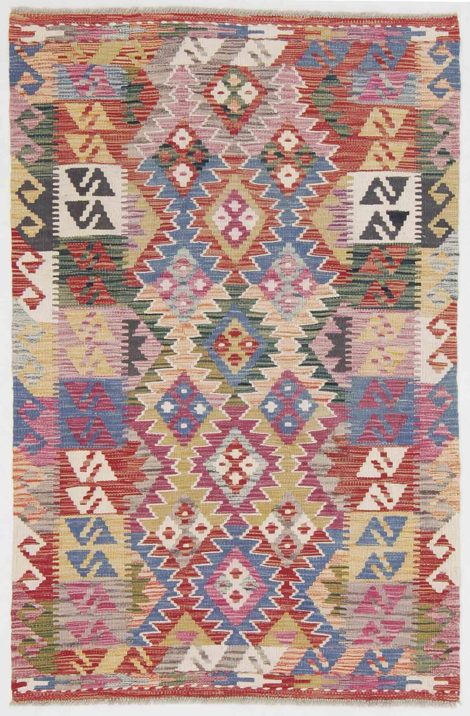 3' X 5' Multy Handmade Veggie Dye Kilim Rug Rectangular