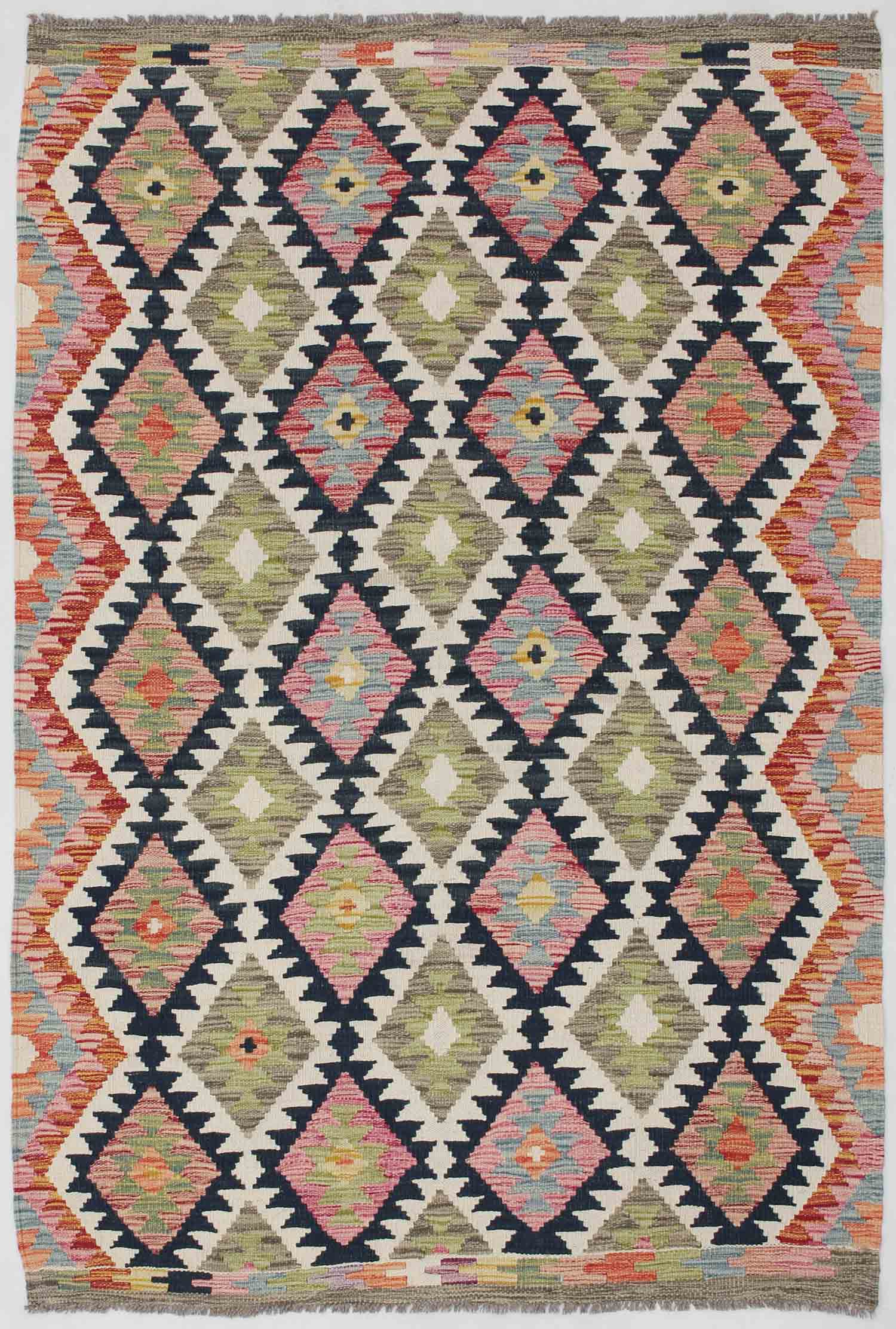 4' x 6' Multy Handmade Veggie Dye Kilim Rug Rectangular