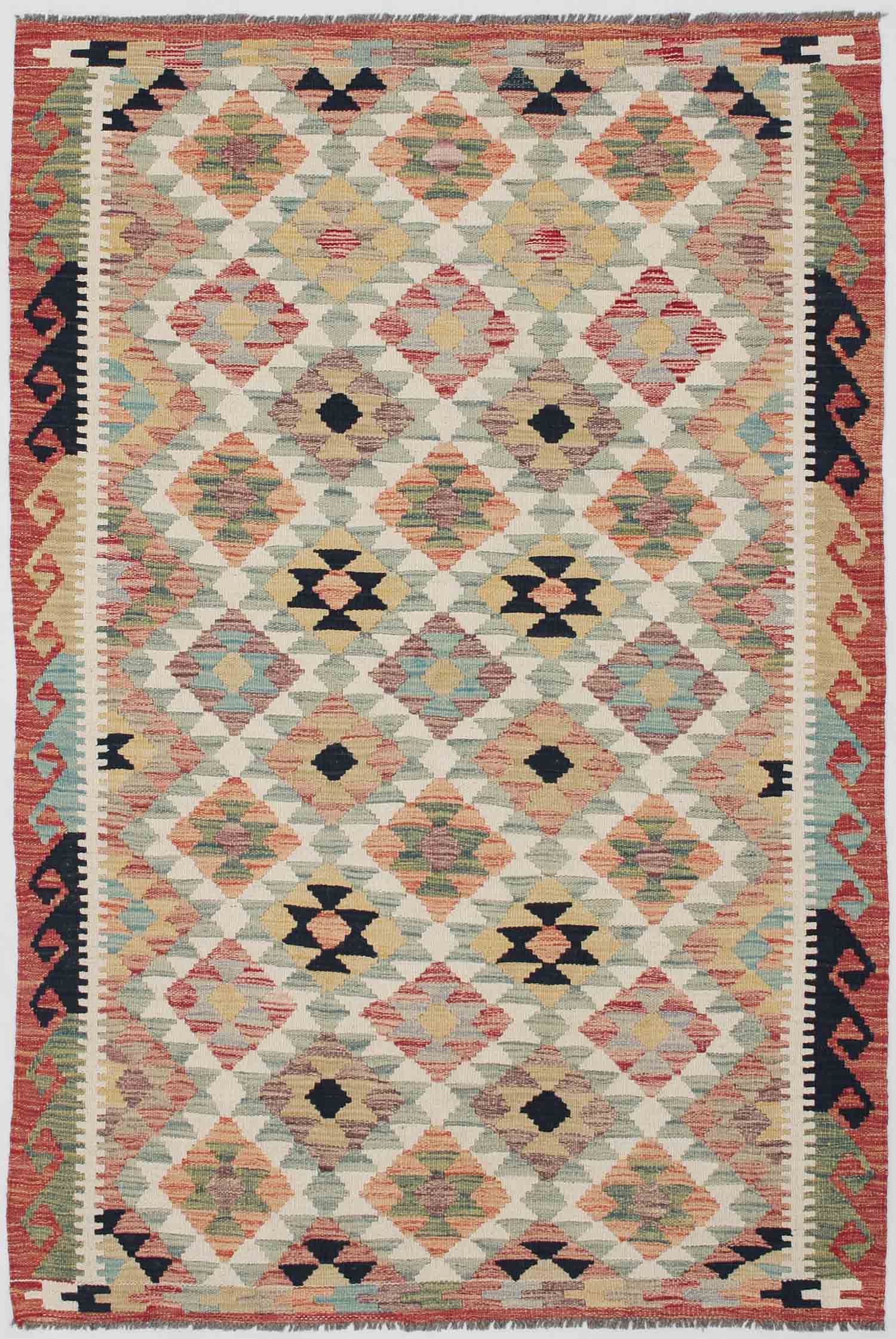 4' x 6' Multy Handmade Veggie Dye Kilim Rug Rectangular