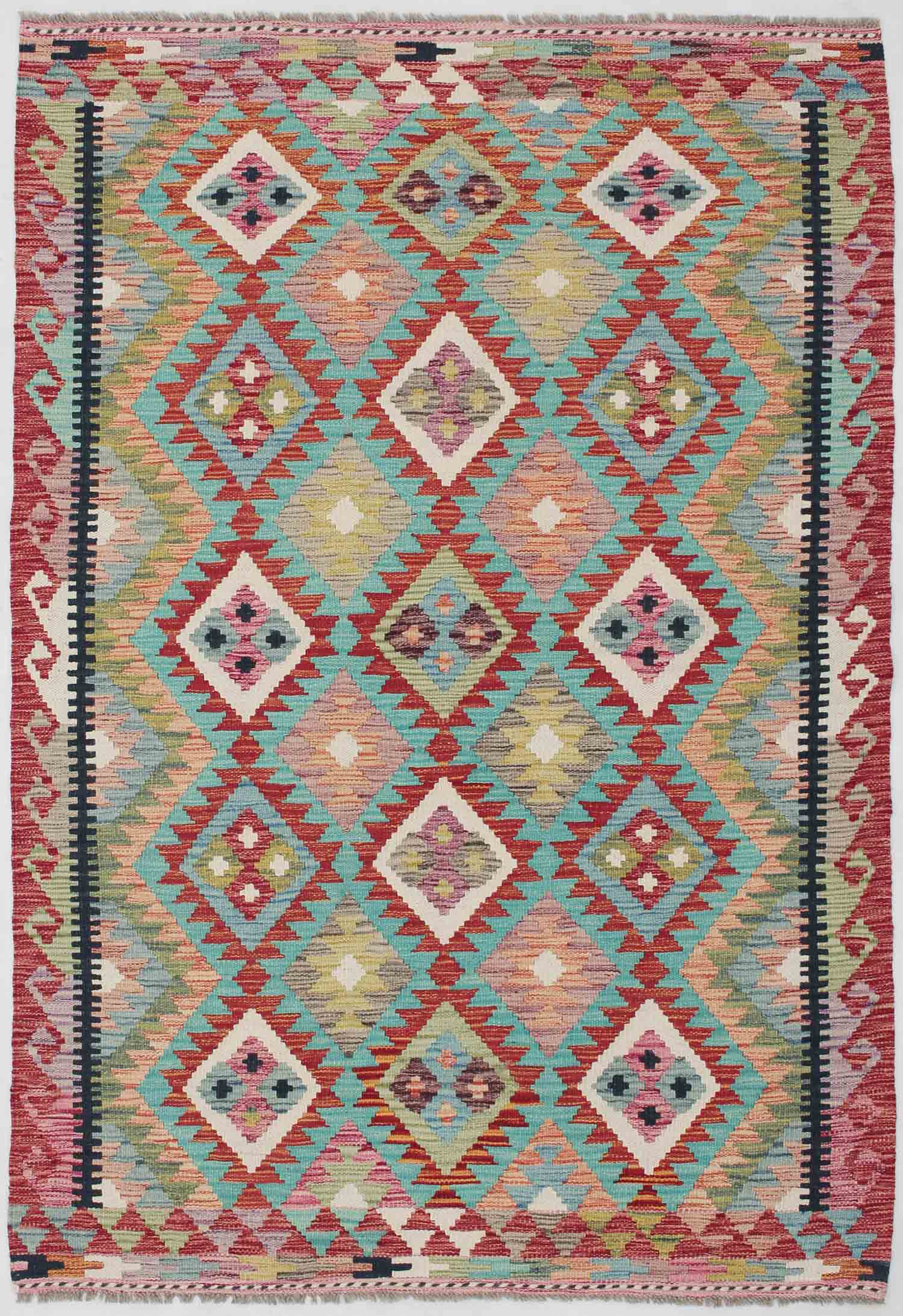 4' 6" x 6' 6 Multy Handmade Veggie Dye Kilim Rug Rectangular