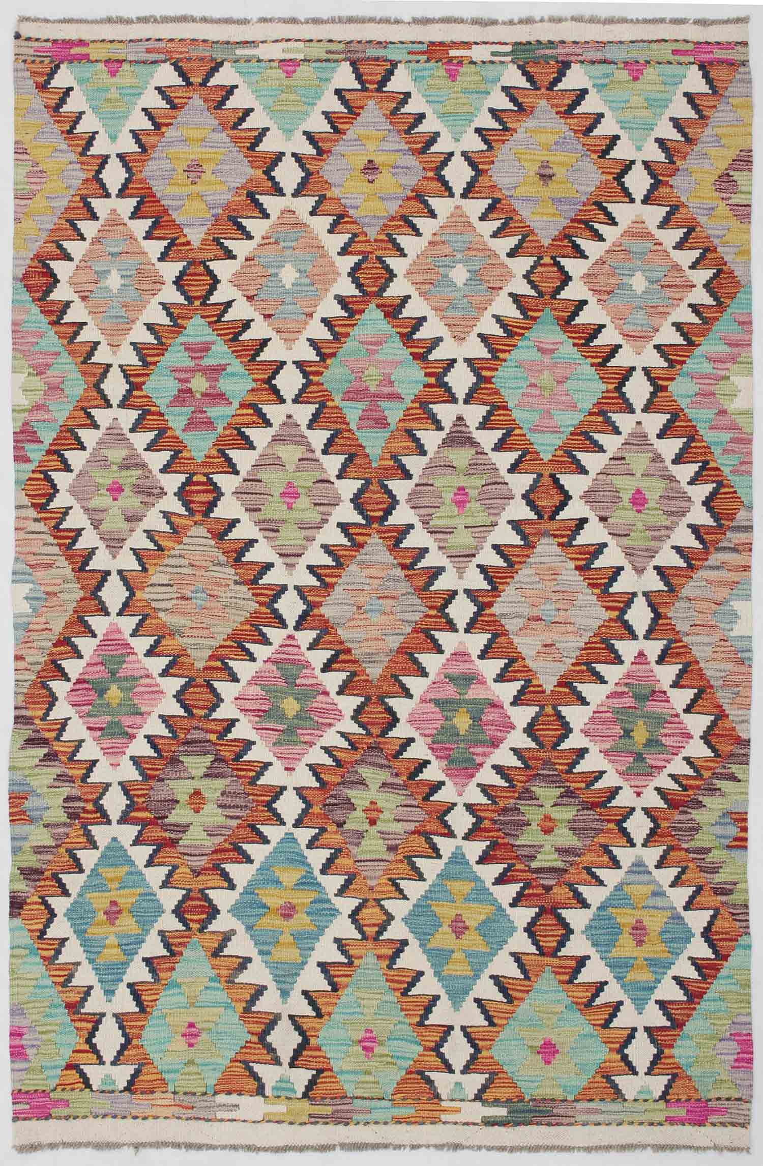 4' 6" x 6' 6 Multy Handmade Veggie Dye Kilim Rug Rectangular