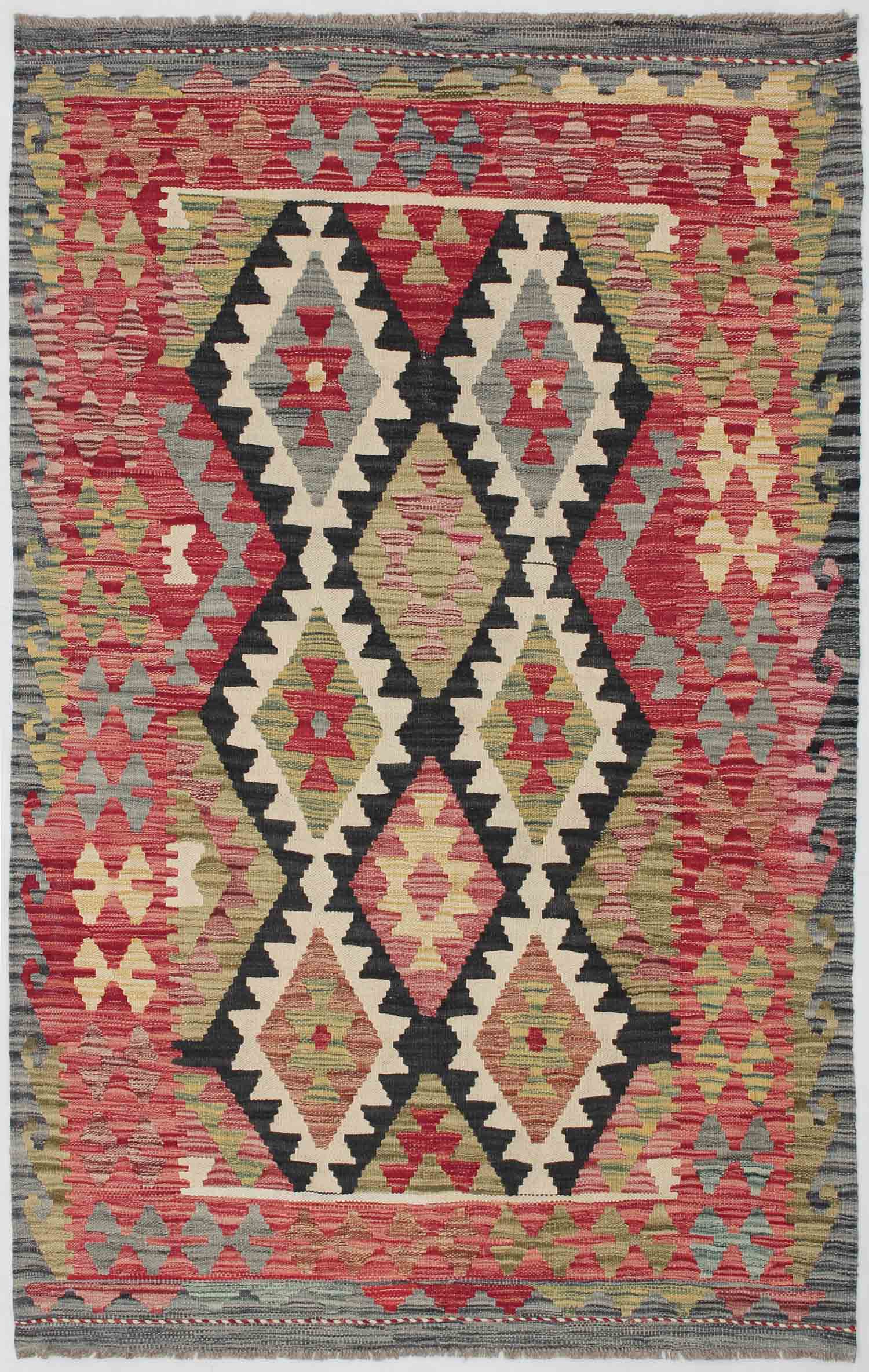 4' 6" x 6' 6 Multy Handmade Veggie Dye Kilim Rug Rectangular