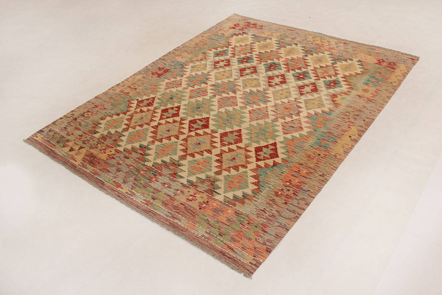 4' 6" x 6' 6 Multy Handmade Veggie Dye Kilim Rug Rectangular