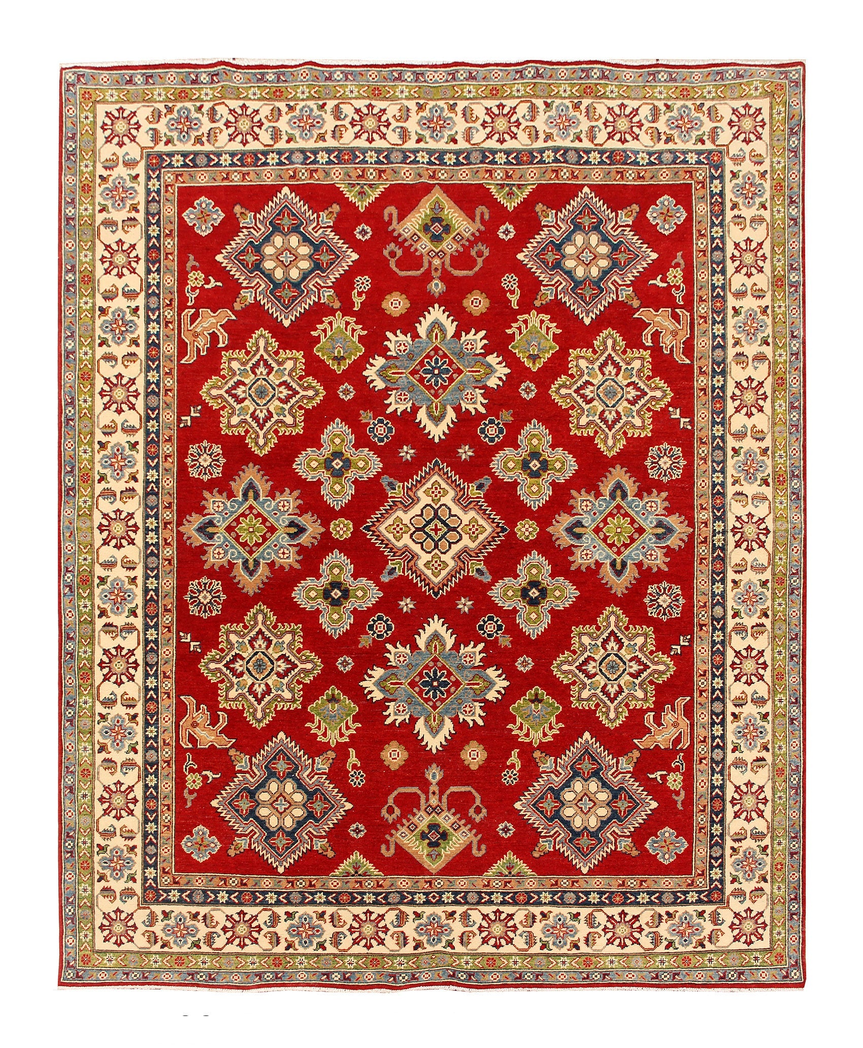 8' X 10' Red Handmade KAZAK Rug Rectangular