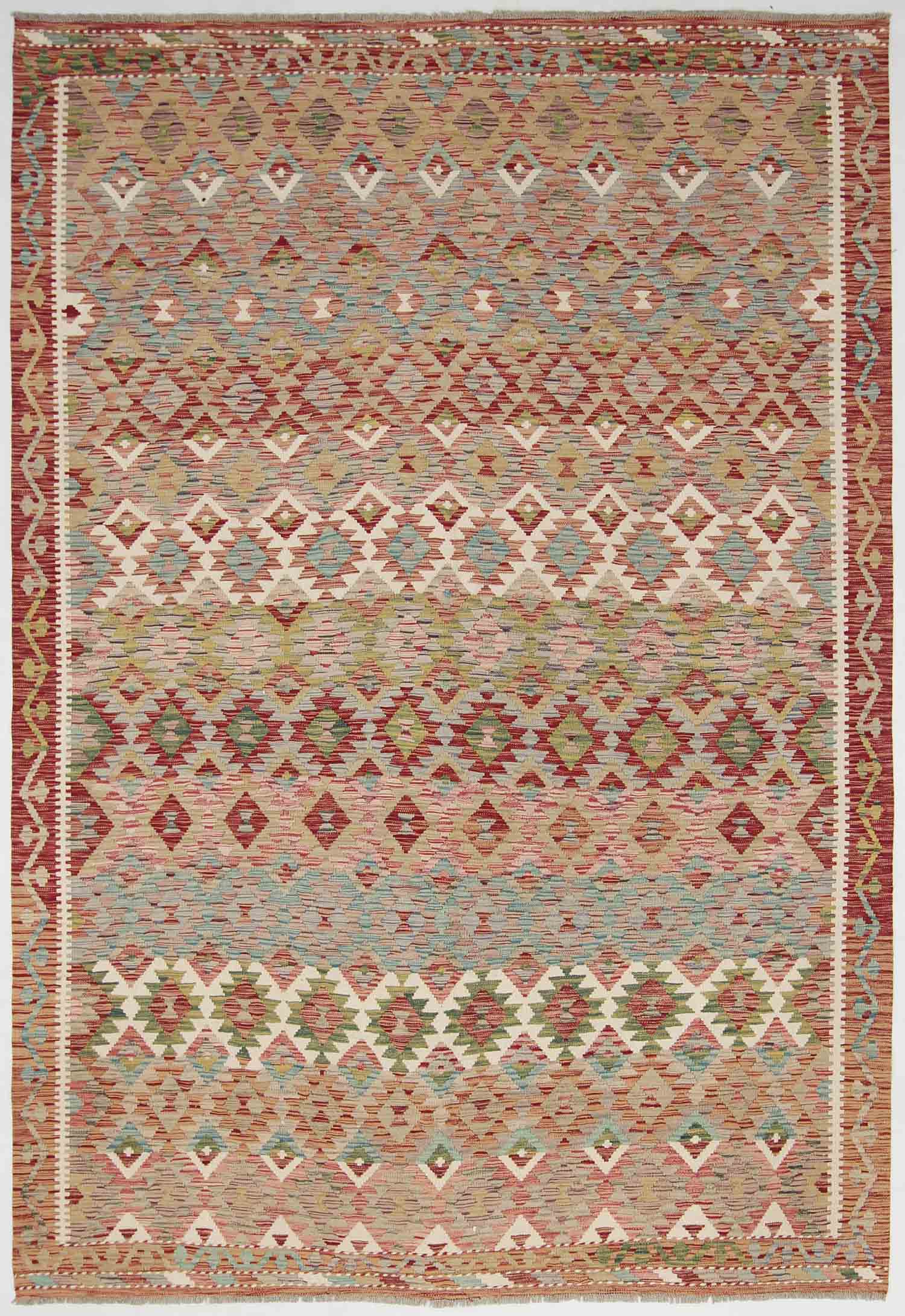 6' 6"X 10' Multy Handmade Veggie Dye Kilim Rug Rectangular