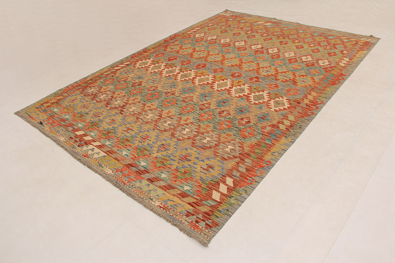 6' 6"X 10' Multy Handmade Veggie Dye Kilim Rug Rectangular