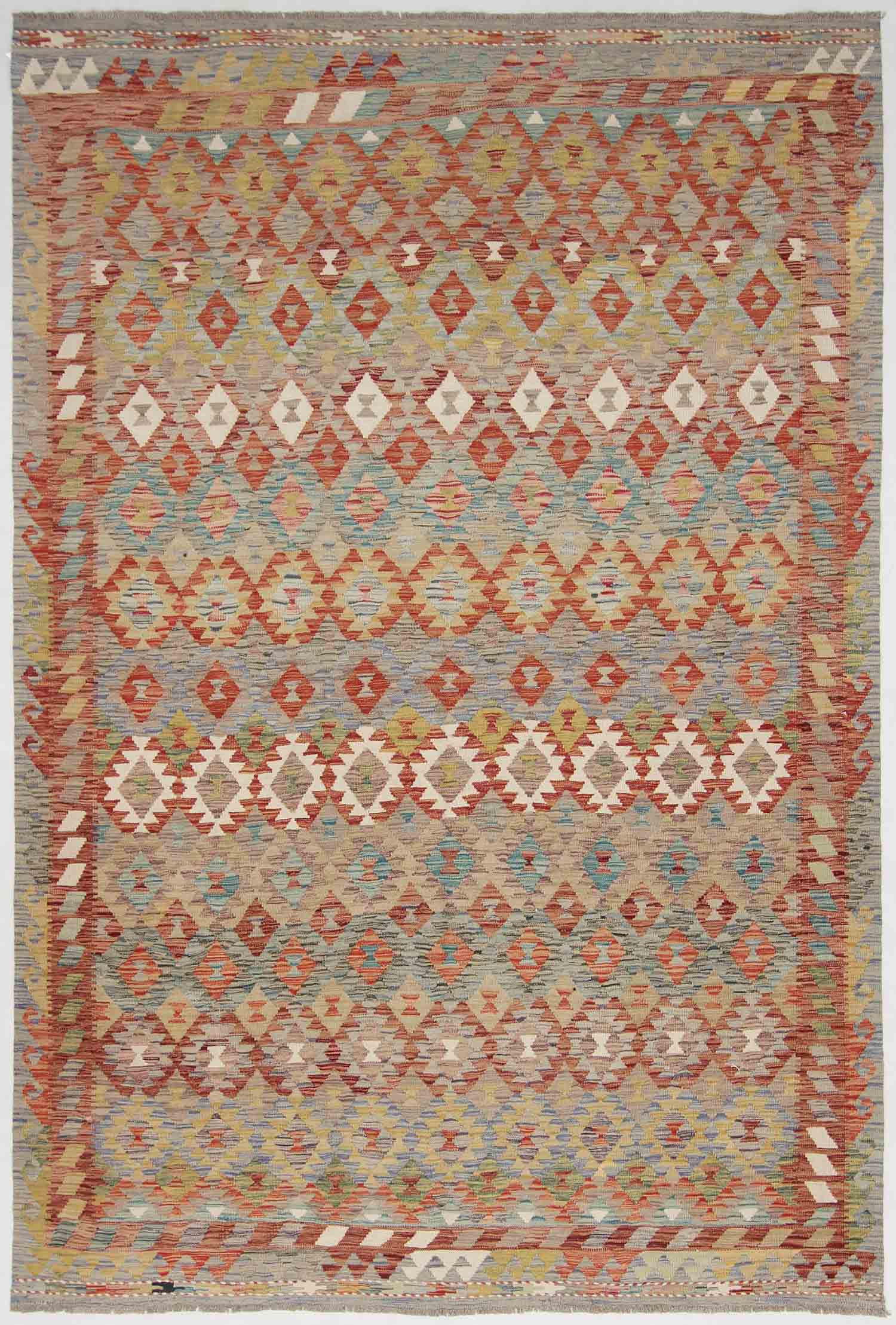 6' 6"X 10' Multy Handmade Veggie Dye Kilim Rug Rectangular
