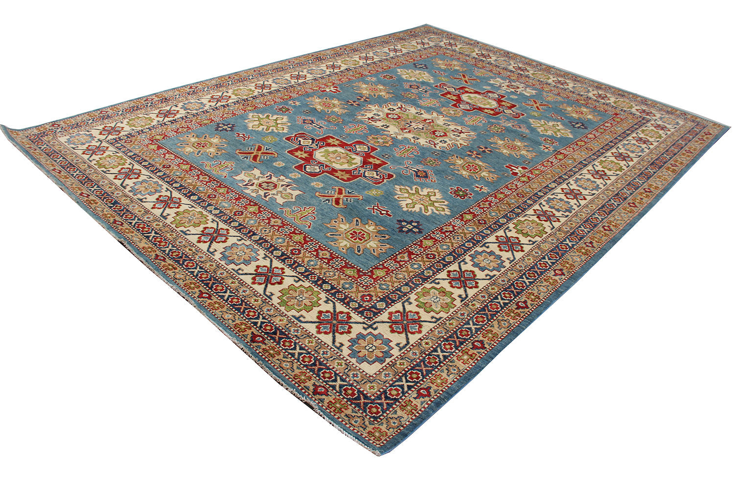 9' x 12' Blue Handmade KAZAK Rug Rectangular