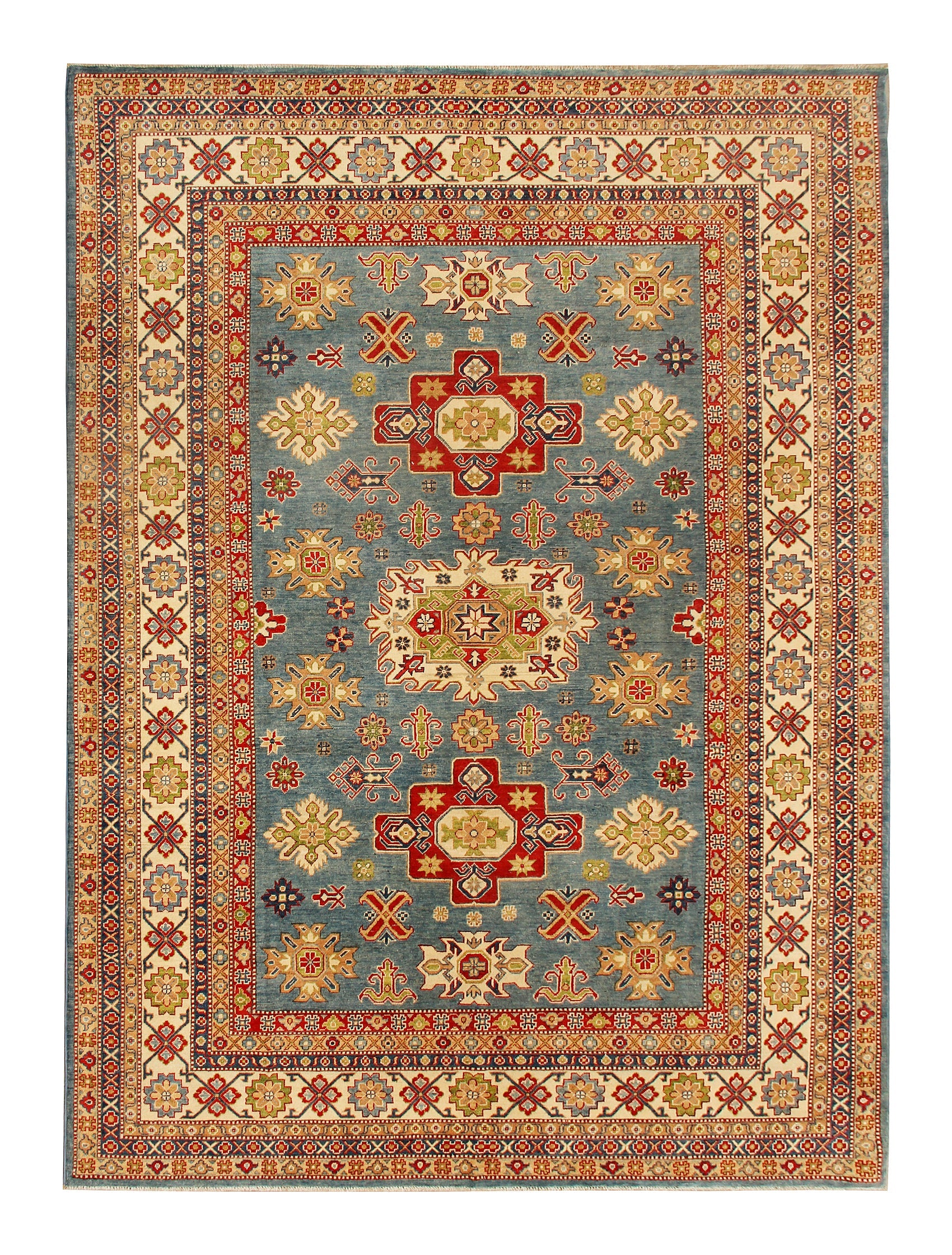 9' x 12' Blue Handmade KAZAK Rug Rectangular