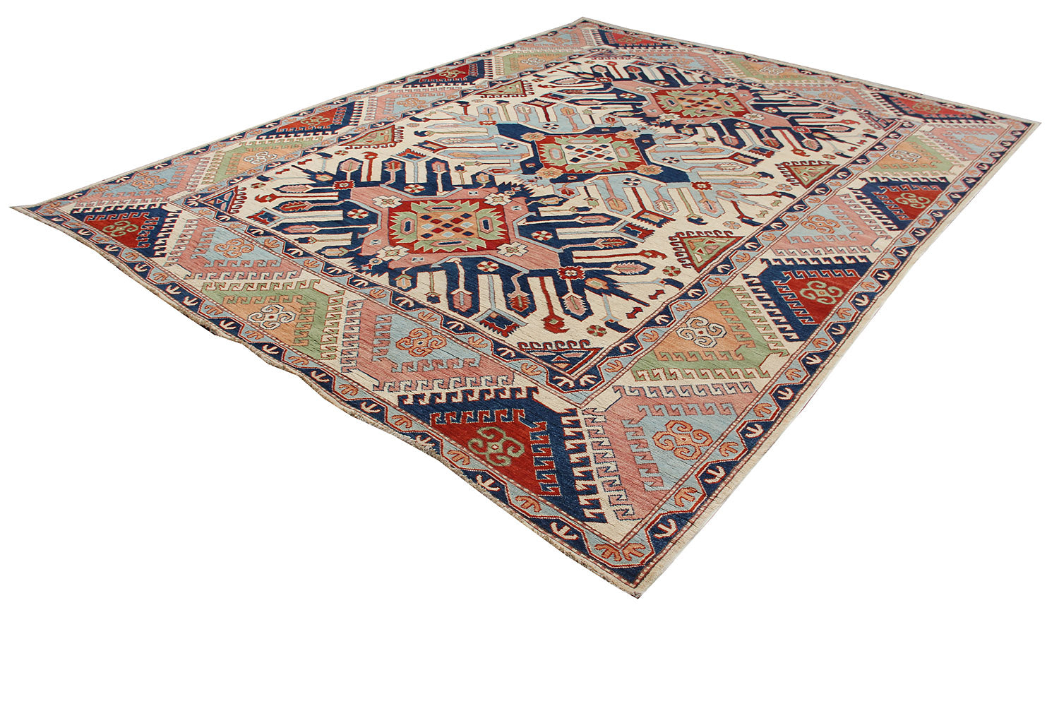 9' x 12' Multi Handmade KAZAK Rug Rectangular