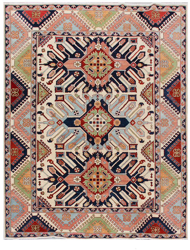 9' x 12' Multi Handmade KAZAK Rug Rectangular