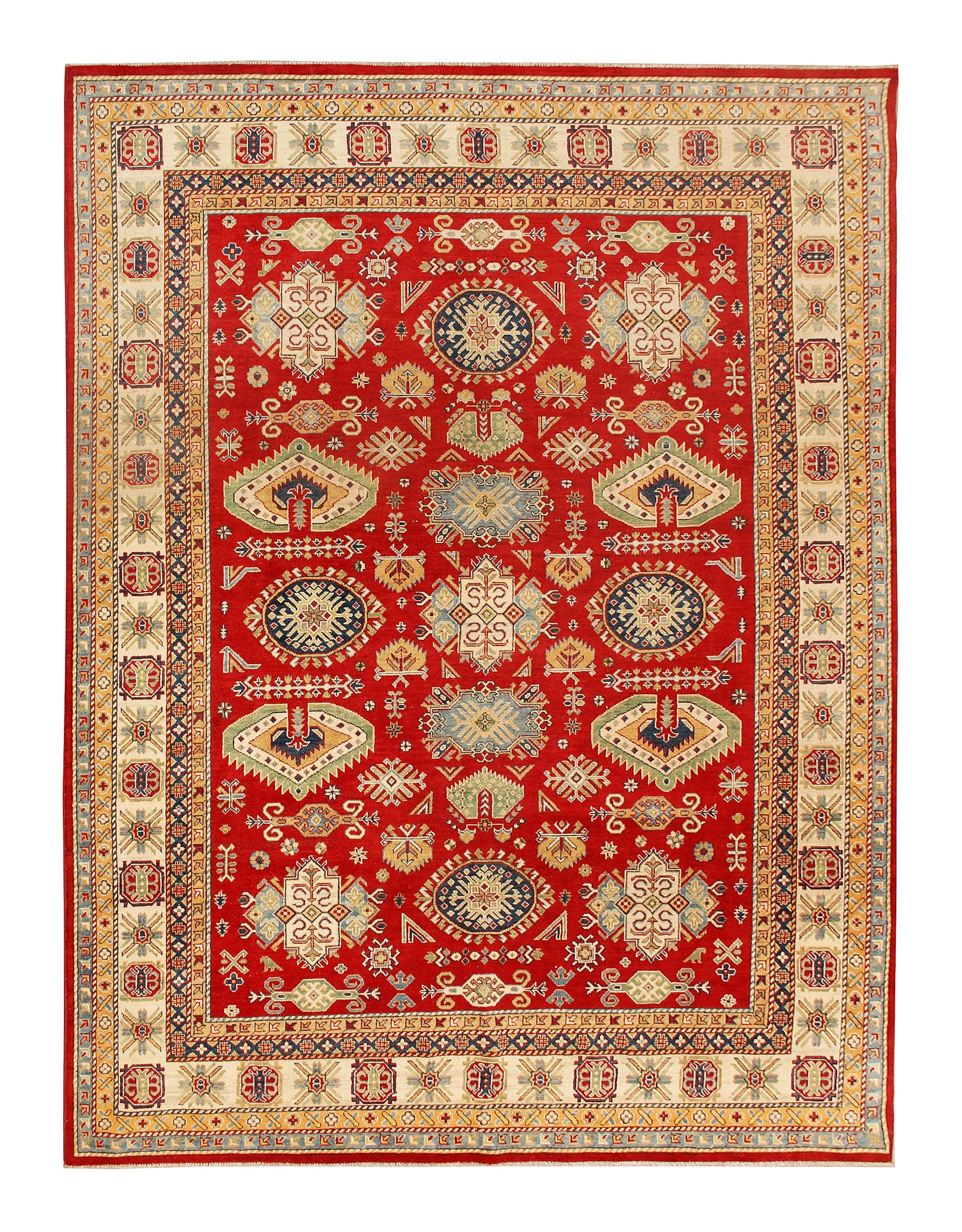 9' x 12' Red Handmade KAZAK Rug Rectangular