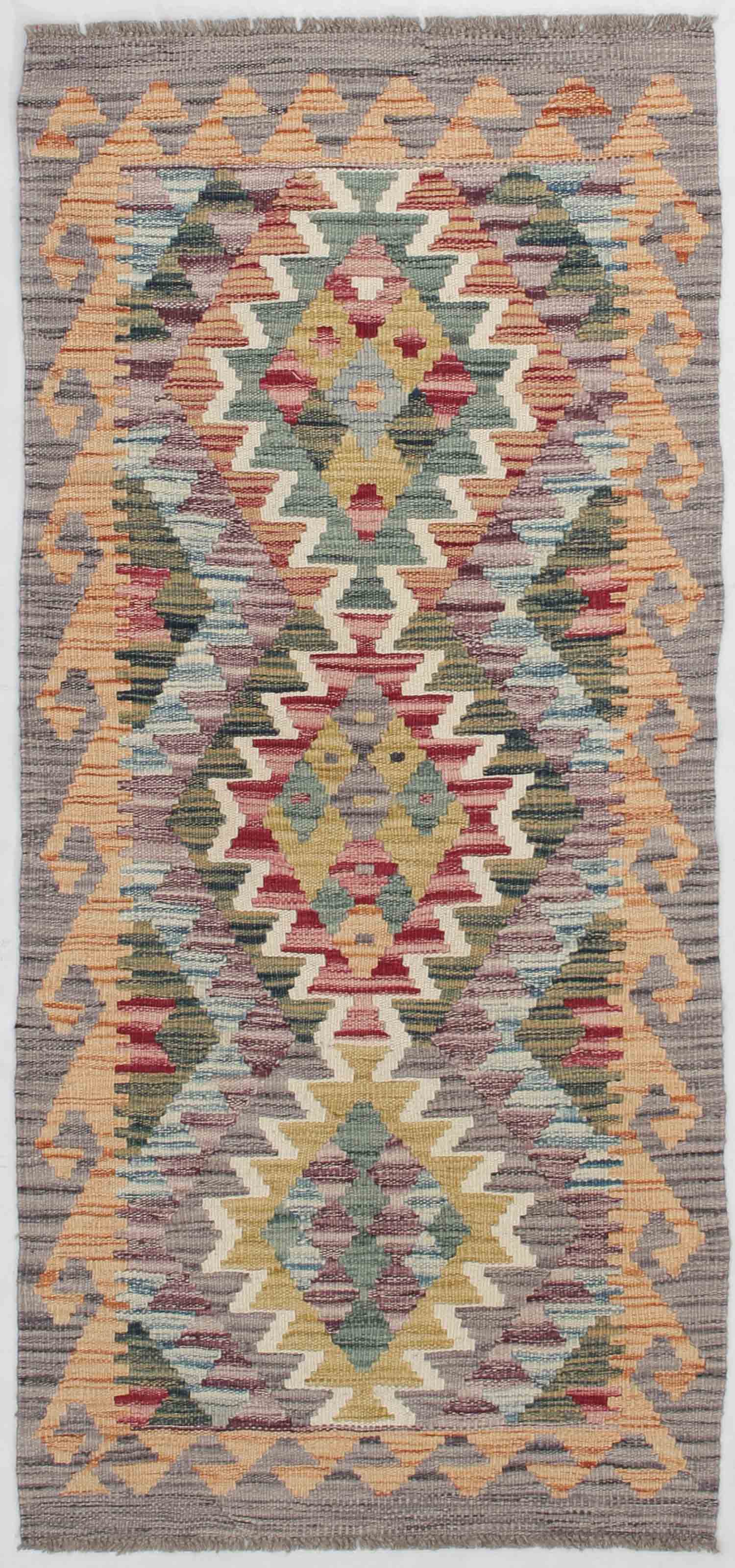 2' X 5' Multy Handmade Veggie Dye Kilim Rug Rectangular