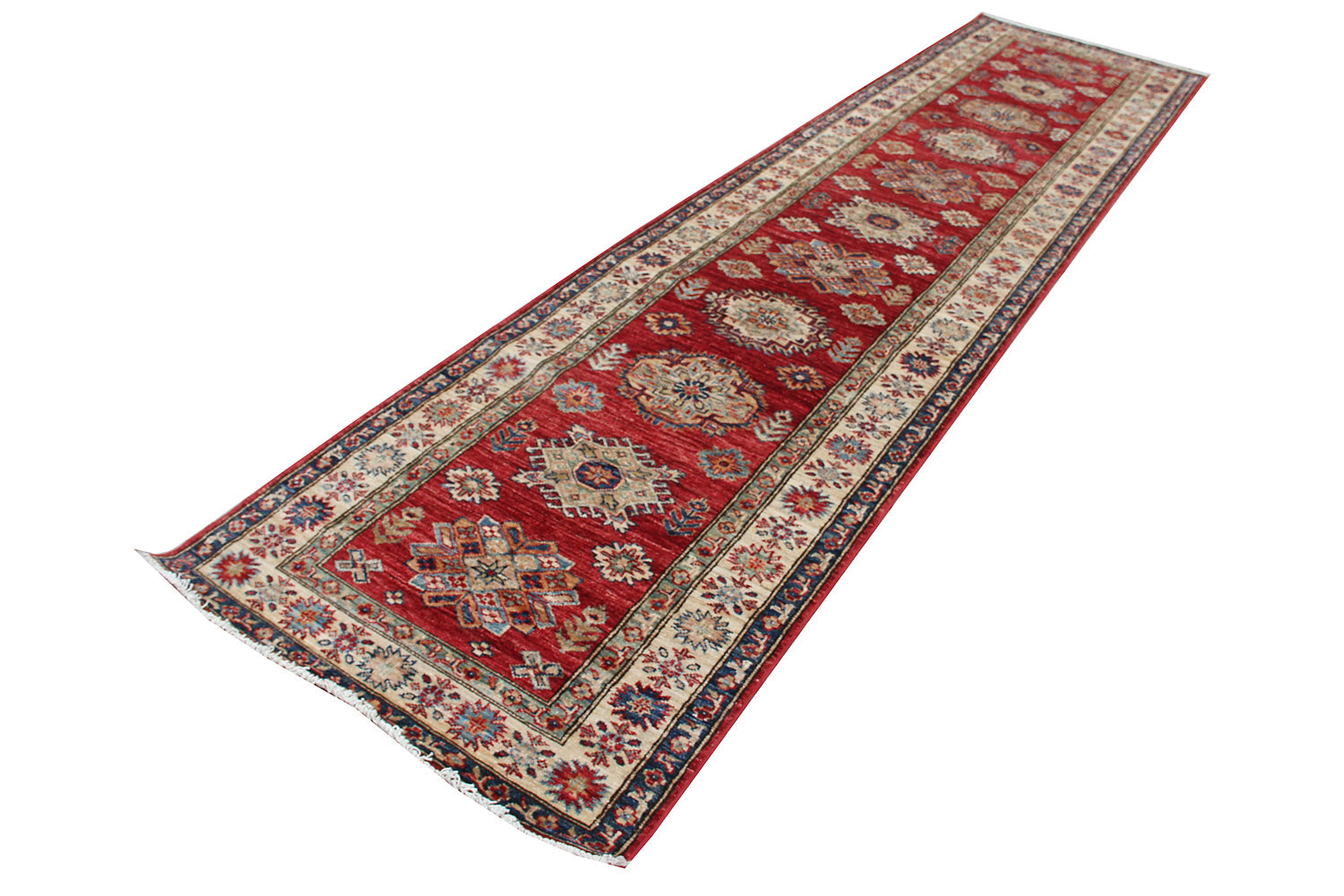 10' 6" X 2' 6" Red Handmade SUPREME KAZAK Rug Runner
