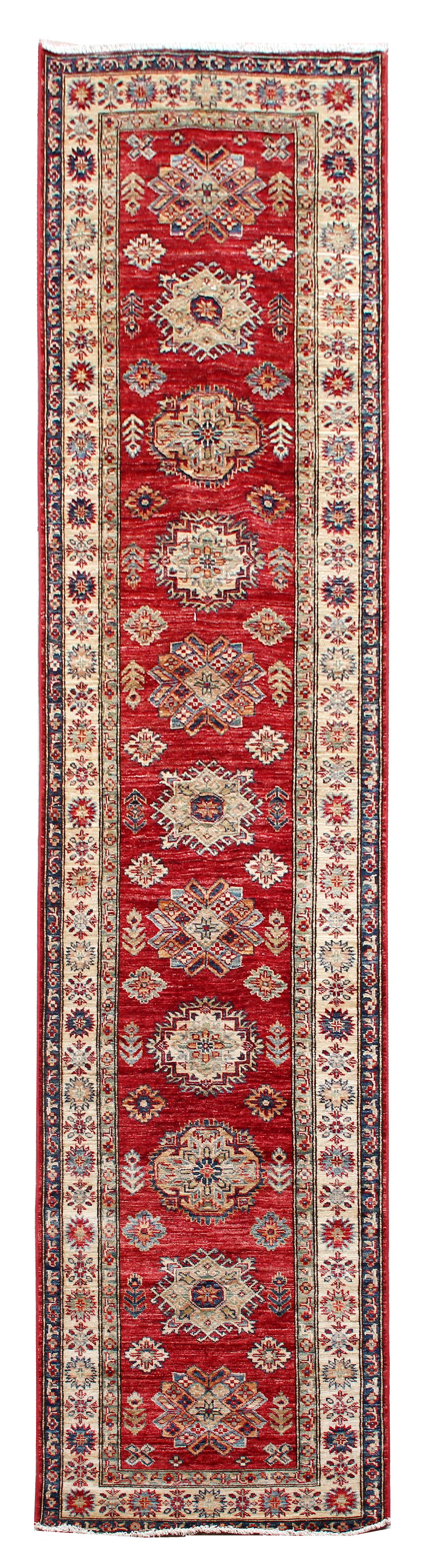10' 6" X 2' 6" Red Handmade SUPREME KAZAK Rug Runner