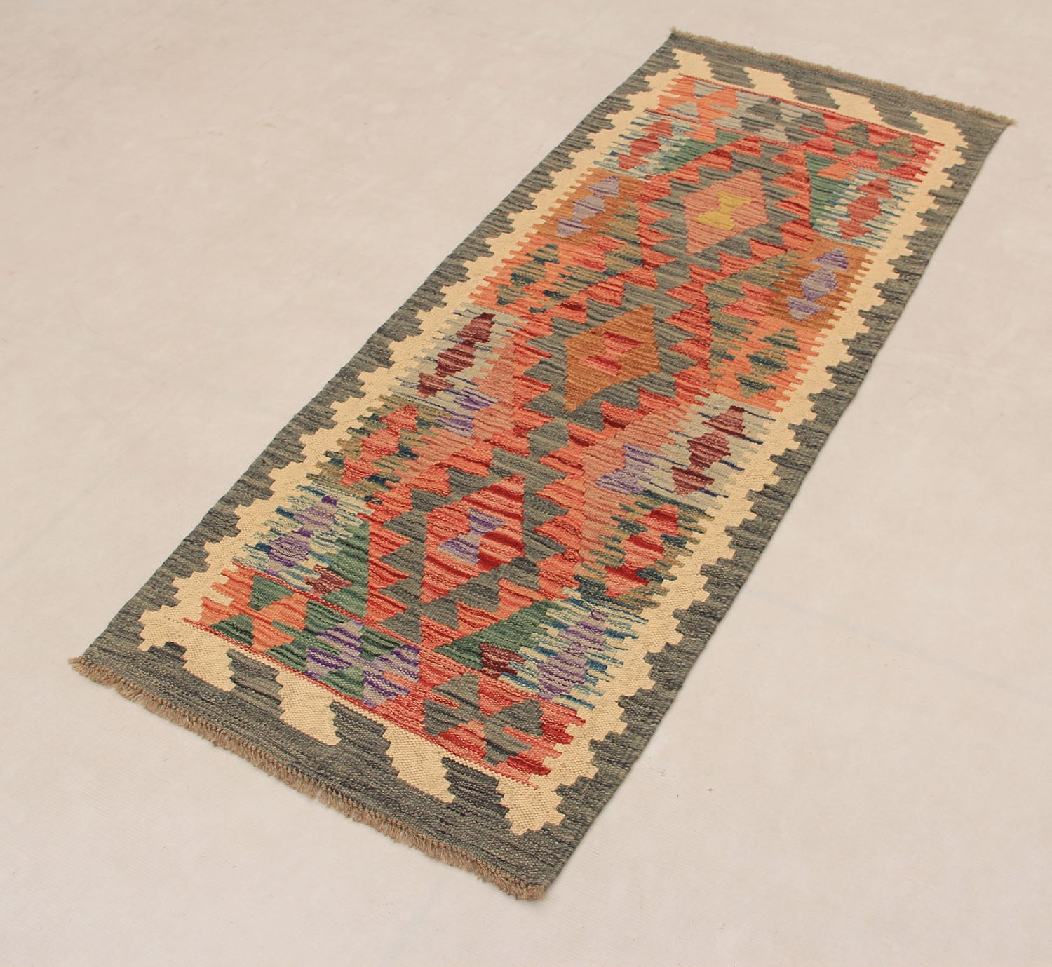 2' X 5' Multy Handmade Veggie Dye Kilim Rug Rectangular