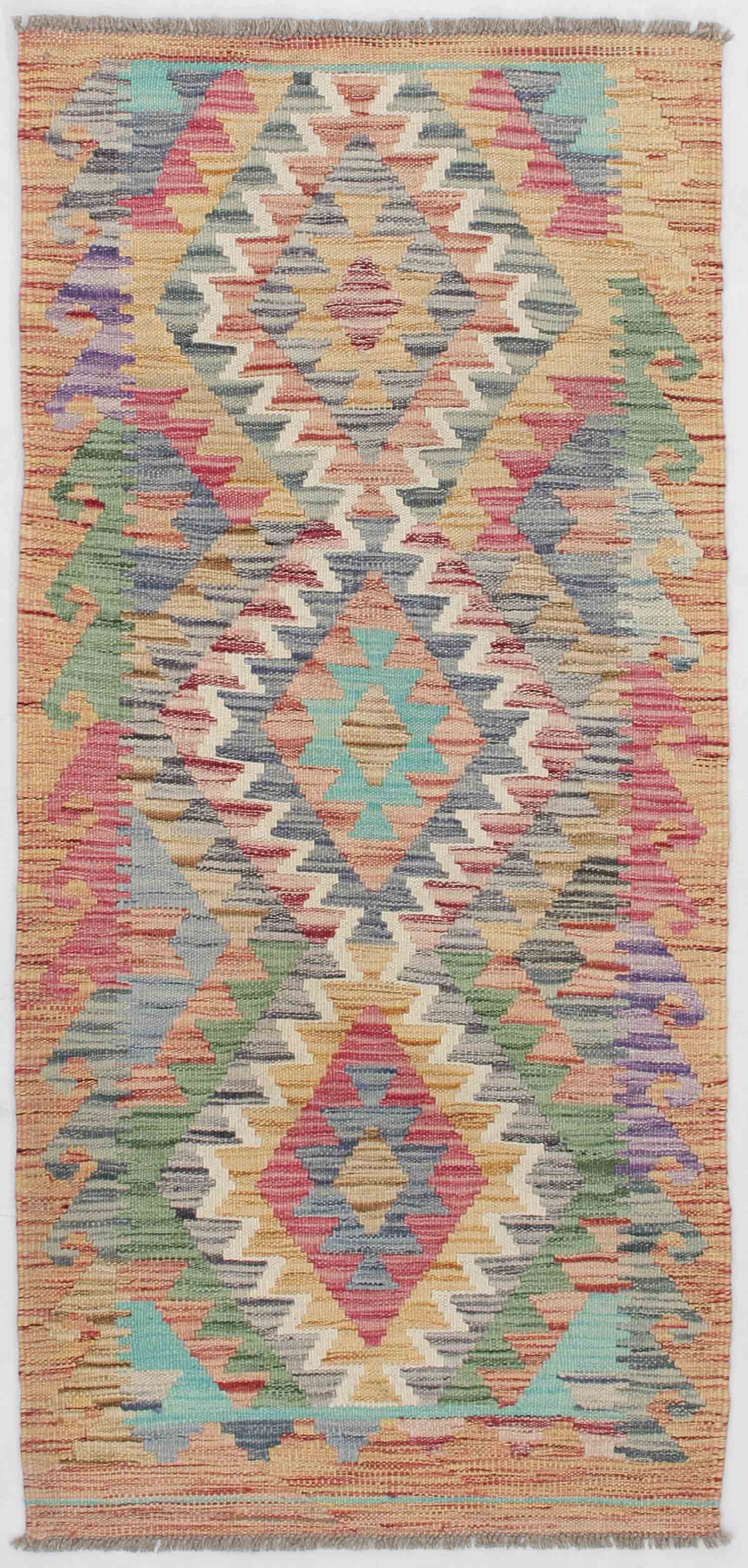 2' X 5' Multy Handmade Veggie Dye Kilim Rug Rectangular