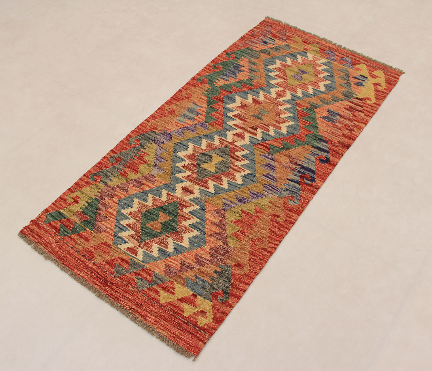 2' X 5' Multy Handmade Veggie Dye Kilim Rug Rectangular