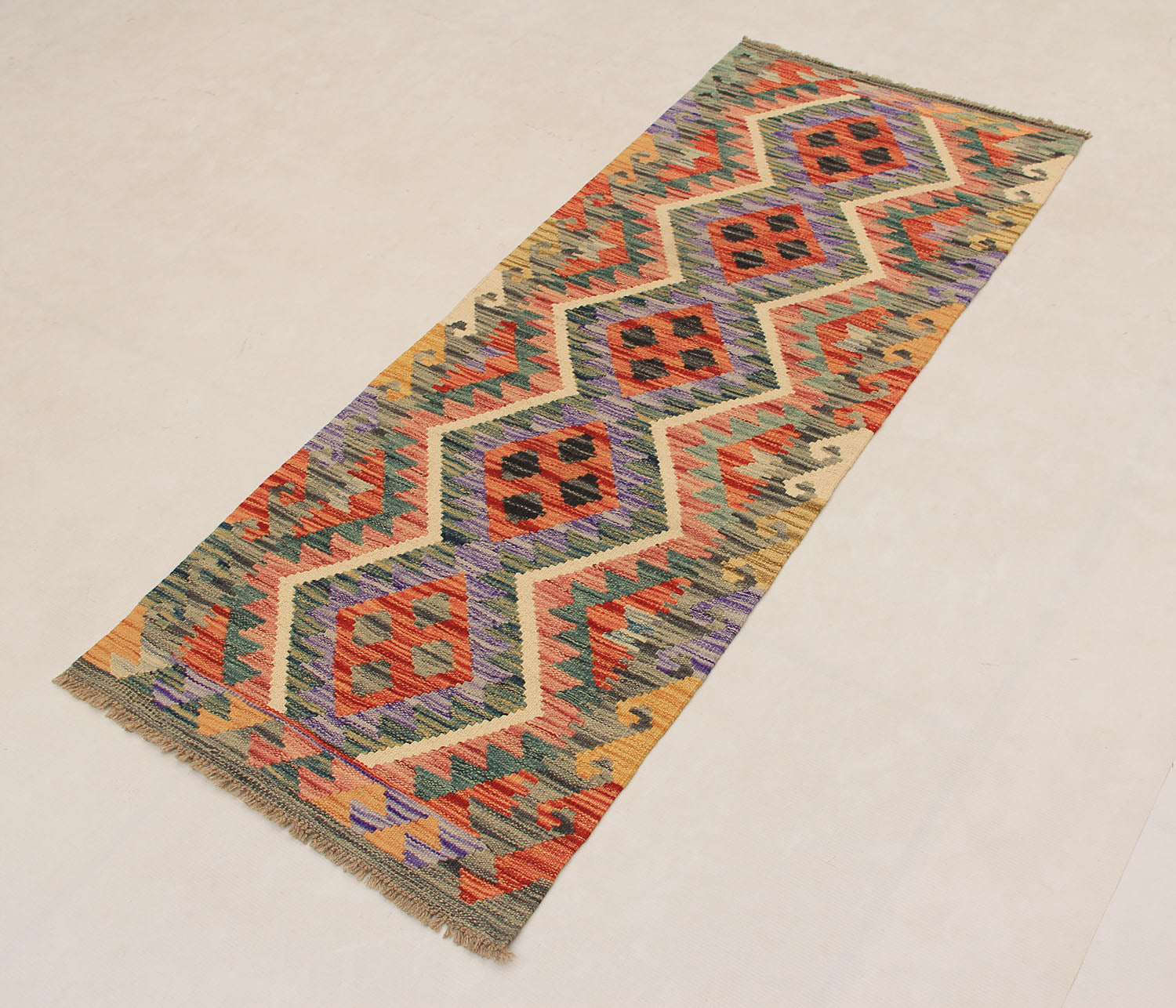 2' X 5' Multy Handmade Veggie Dye Kilim Rug Rectangular