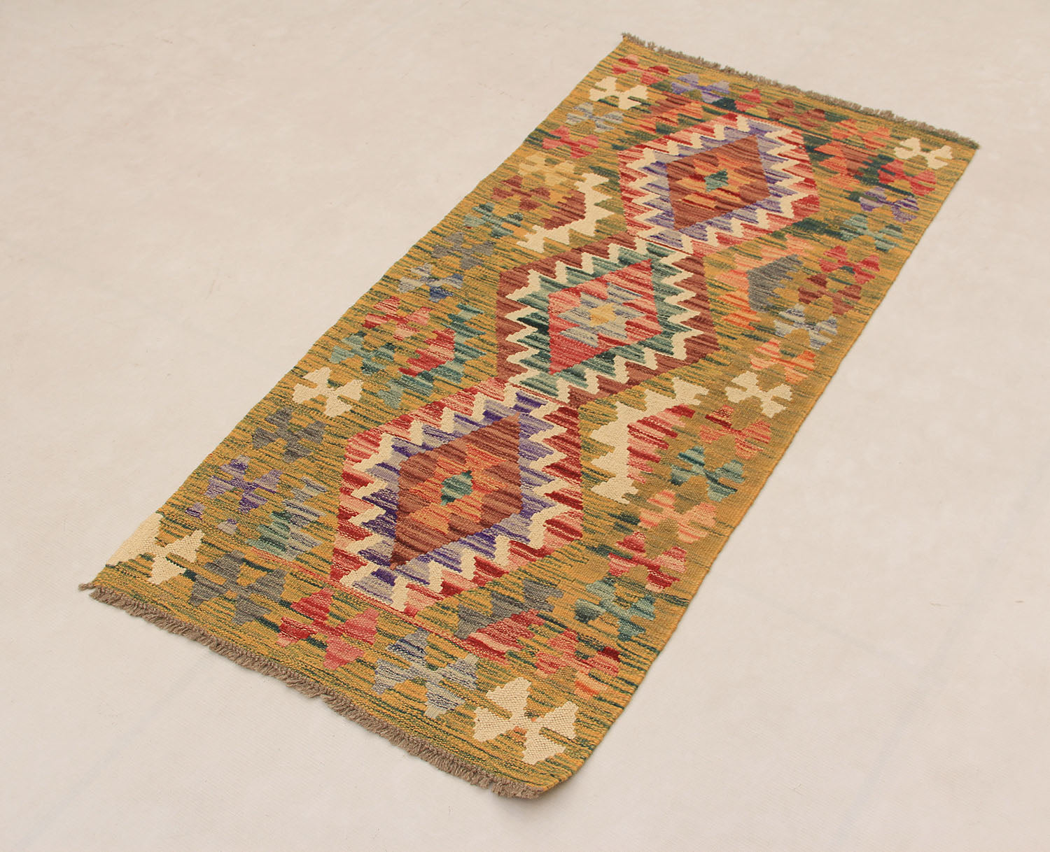 2' 6" x 4' Multy Handmade Veggie Dye Kilim Rug Rectangular