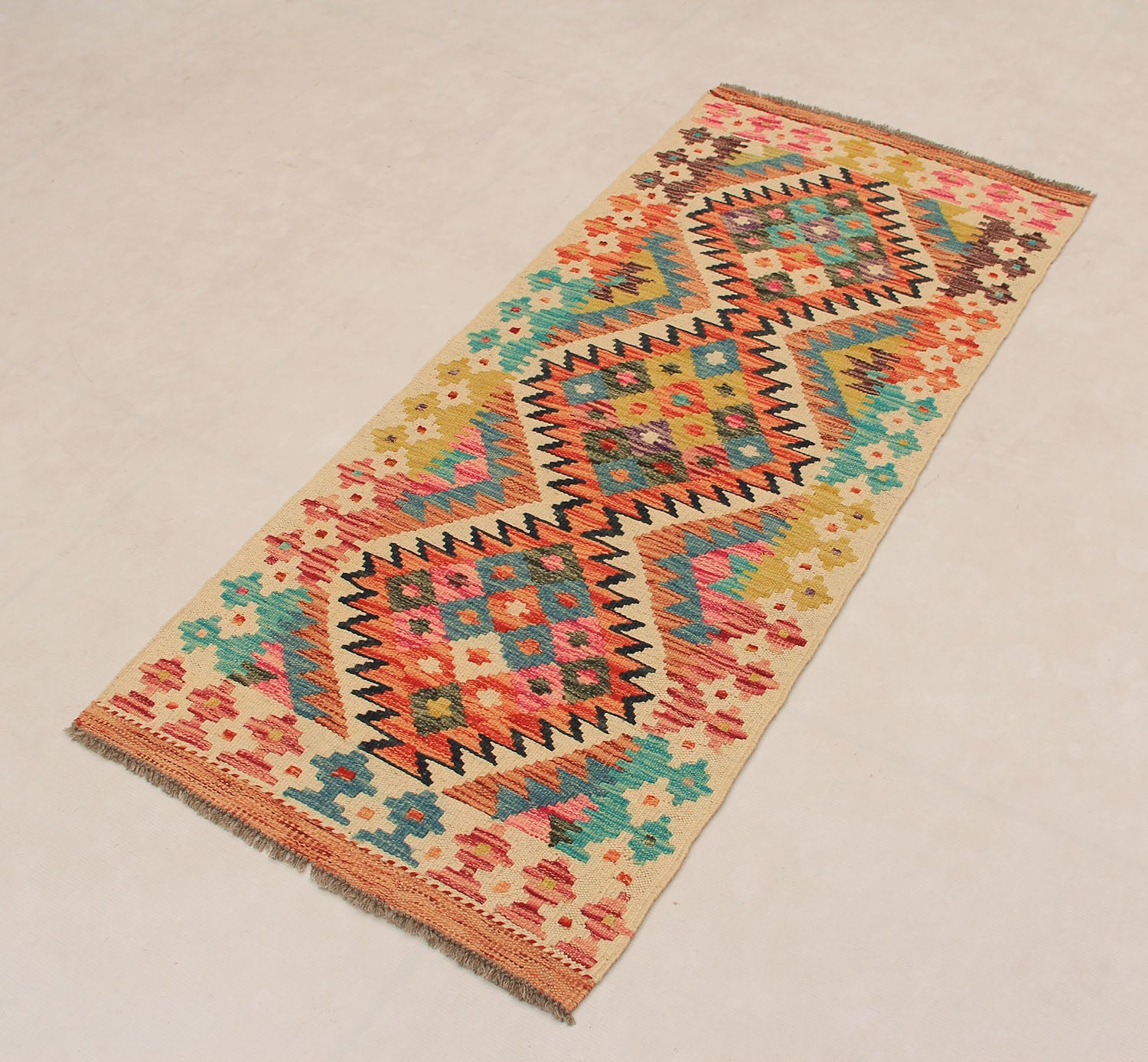 2' X 5' Multy Handmade Veggie Dye Kilim Rug Rectangular