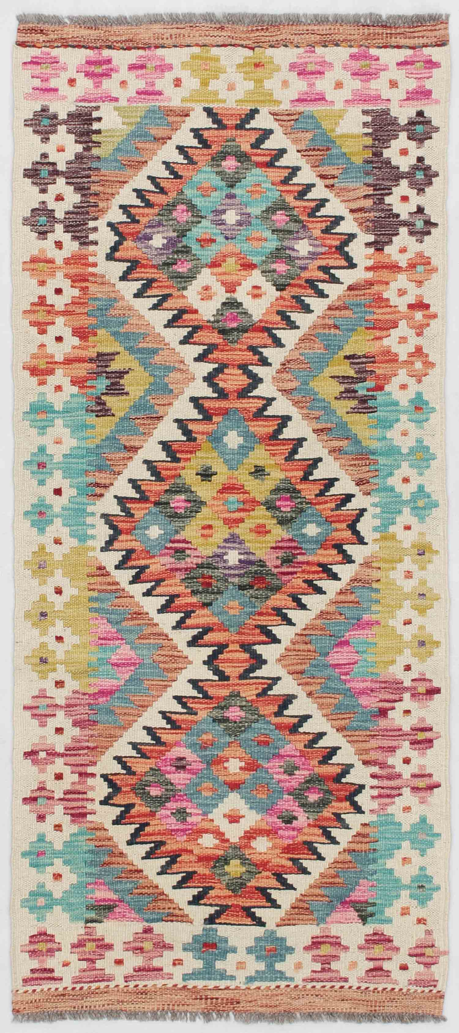 2' X 5' Multy Handmade Veggie Dye Kilim Rug Rectangular