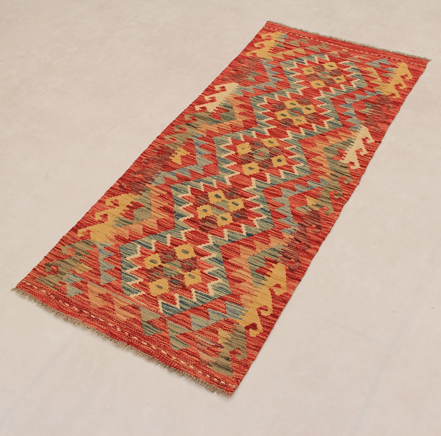 2' X 5' Multy Handmade Veggie Dye Kilim Rug Rectangular