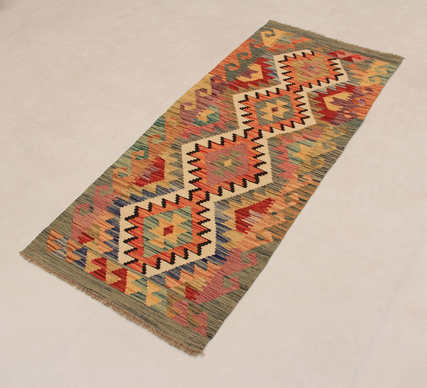 2' X 5' Multy Handmade Veggie Dye Kilim Rug Rectangular