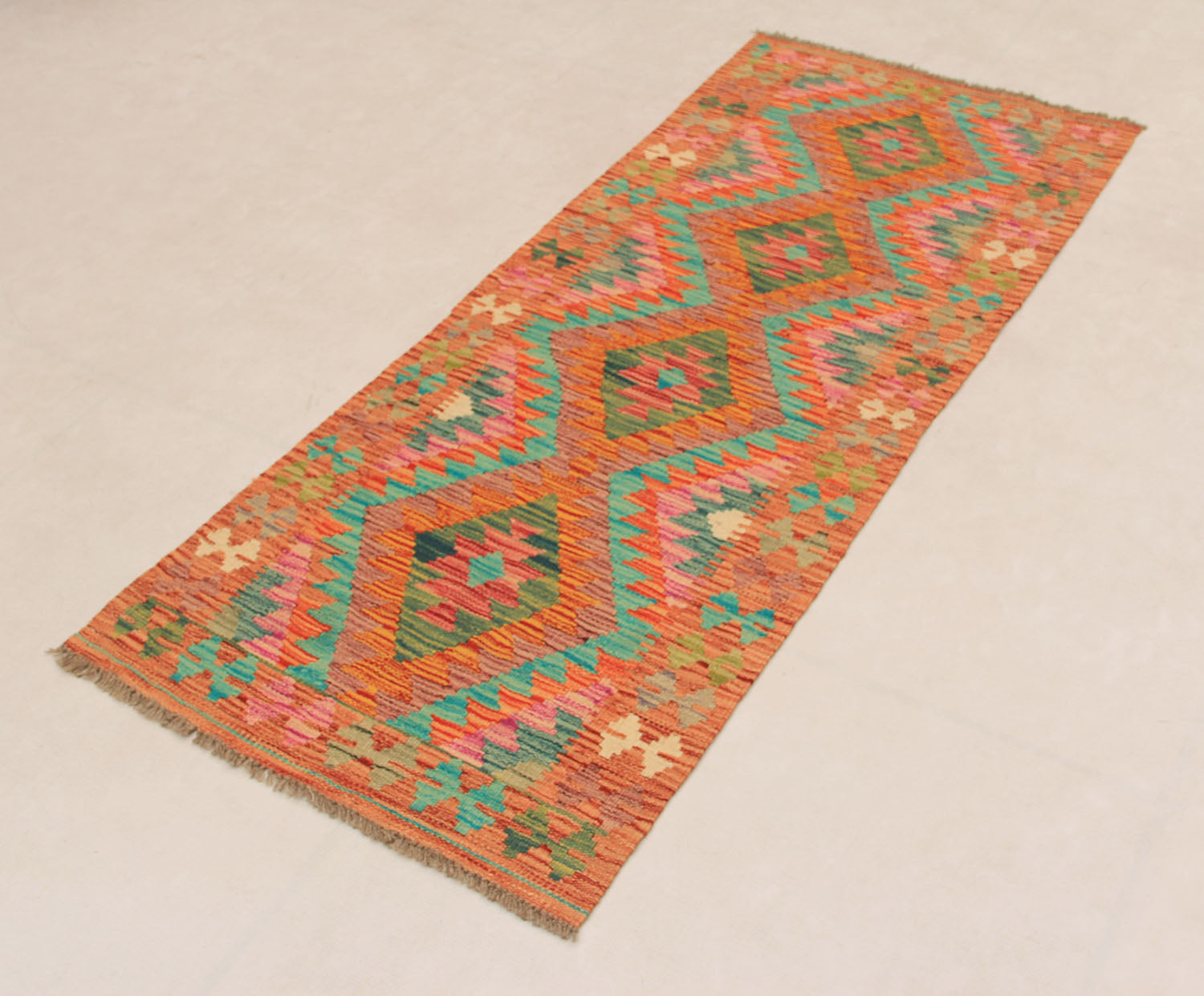 2' X 5' Multy Handmade Veggie Dye Kilim Rug Rectangular