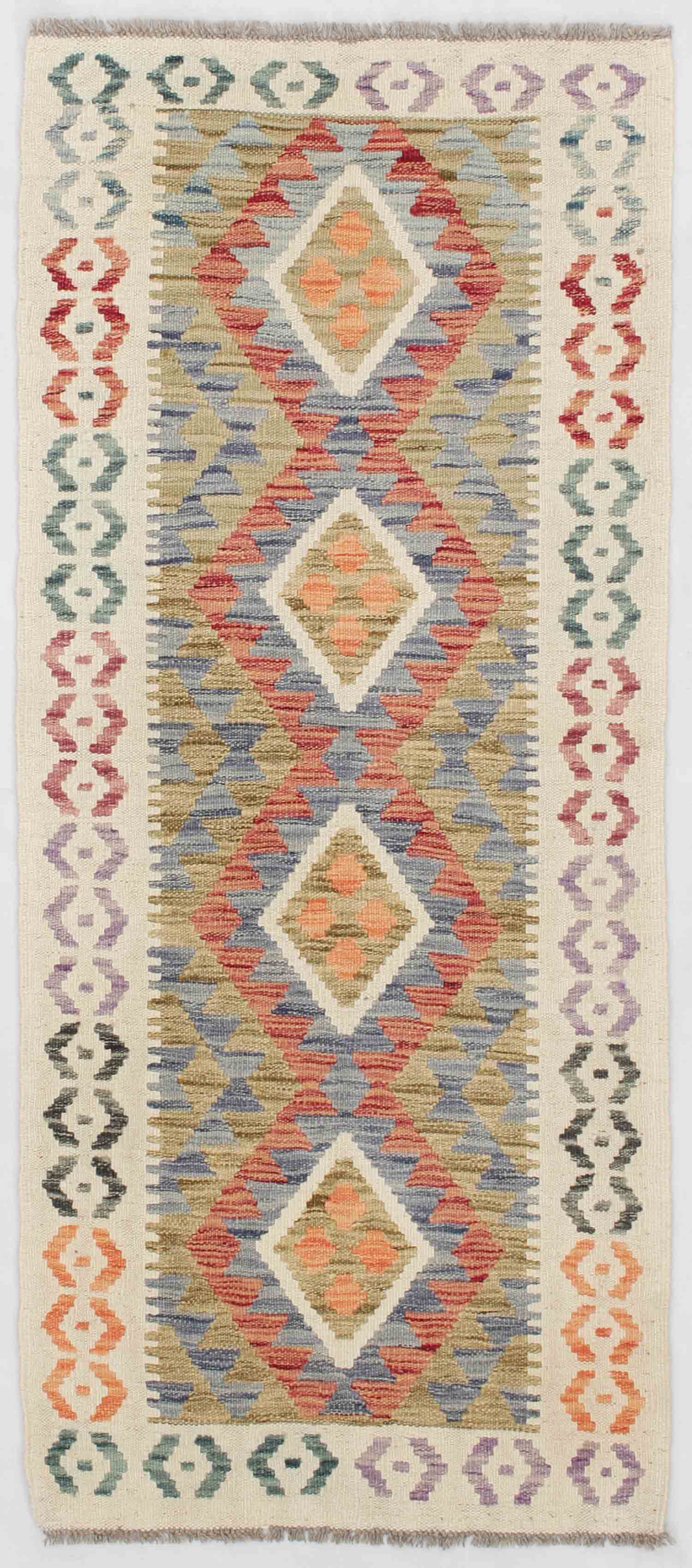 2' X 5' Multy Handmade Veggie Dye Kilim Rug Rectangular