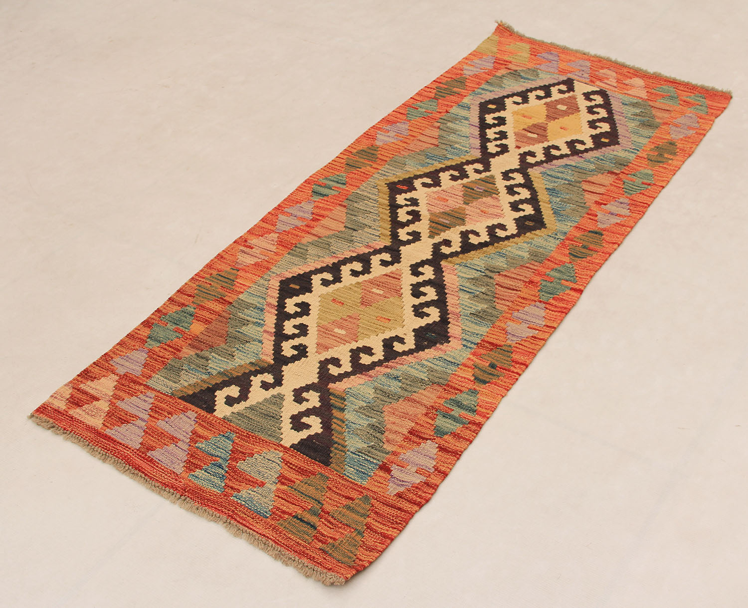 2' 6" x 6' Multy Handmade Veggie Dye Kilim Rug Runner
