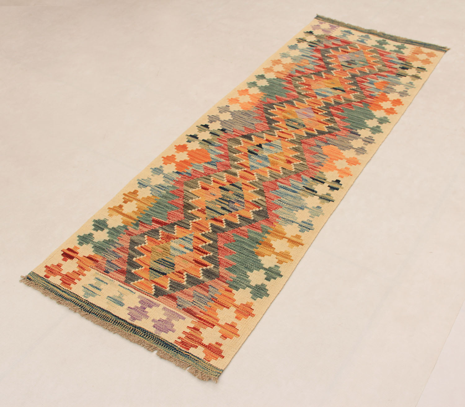 2' 6" x 6' Multy Handmade Veggie Dye Kilim Rug Runner