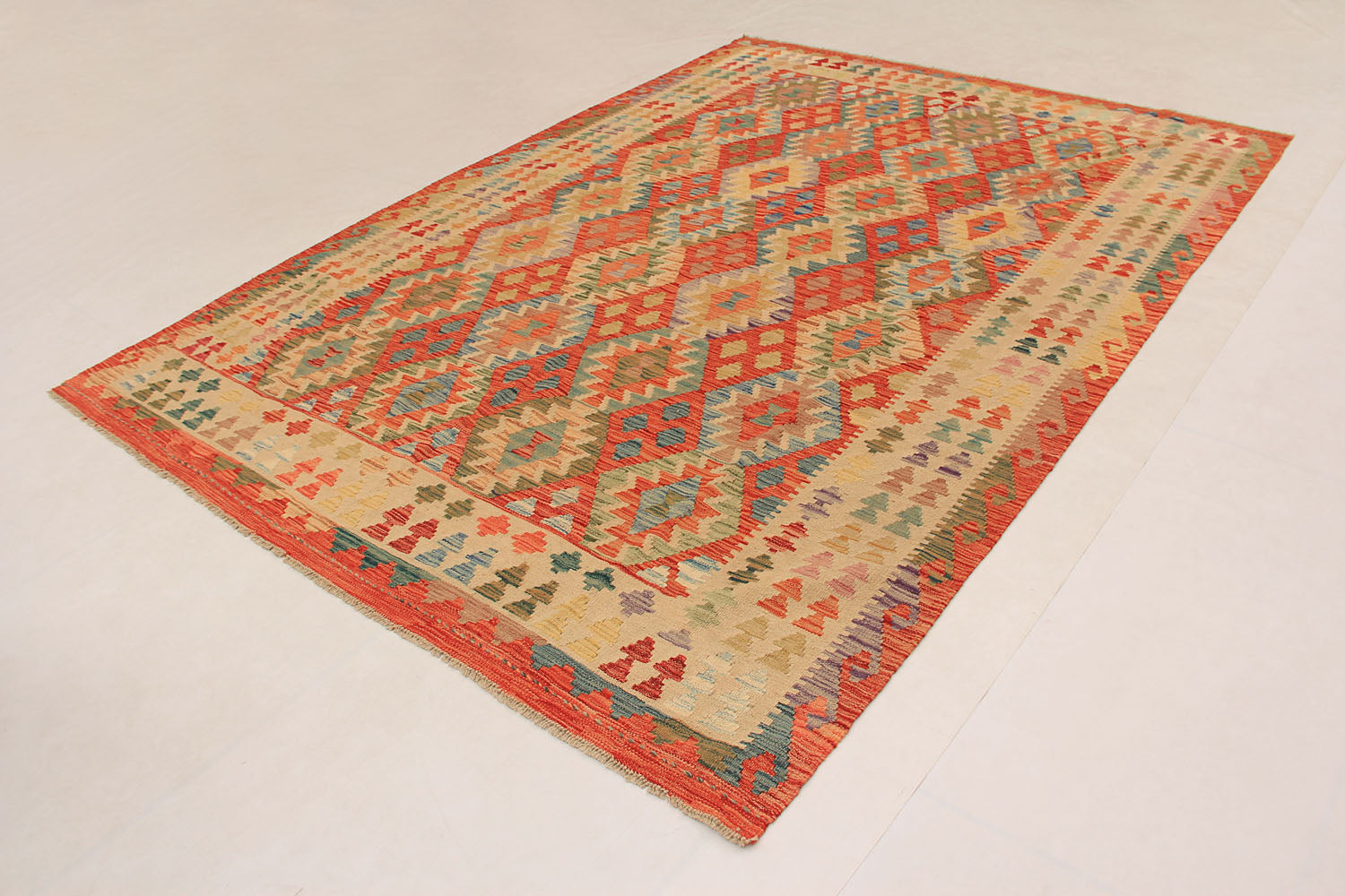 6' 6"X 10' Multy Handmade Veggie Dye Kilim Rug Rectangular