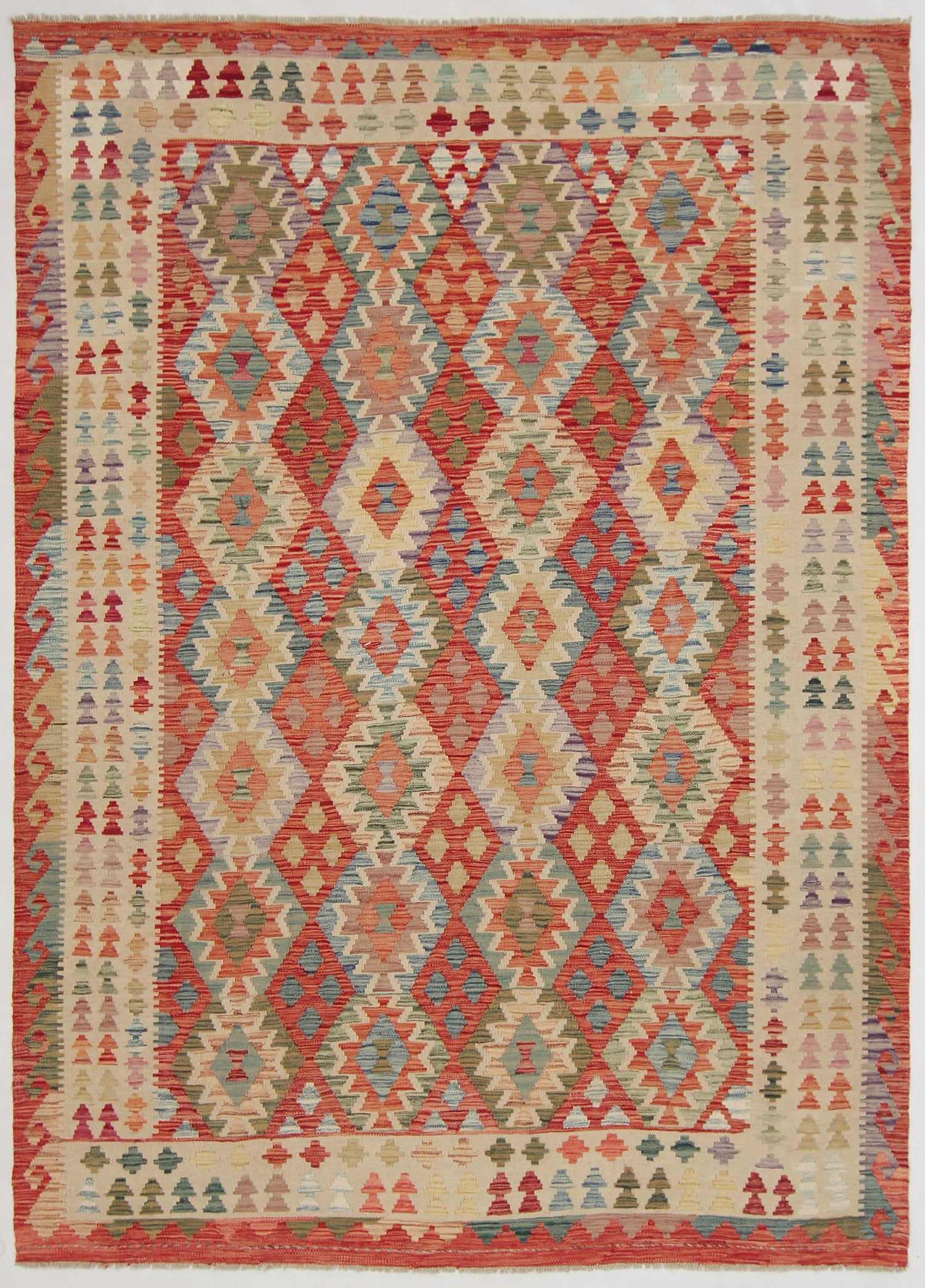 6' 6"X 10' Multy Handmade Veggie Dye Kilim Rug Rectangular