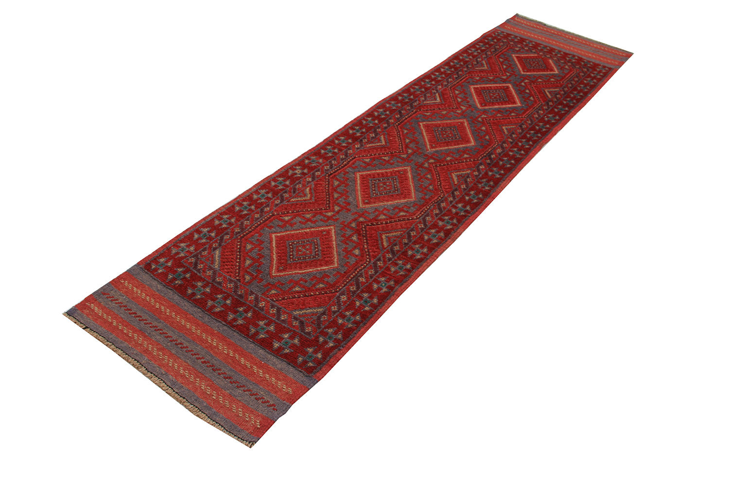 2' 6" X 9' Multy Handmade Mashwani Afghan Rug Runner
