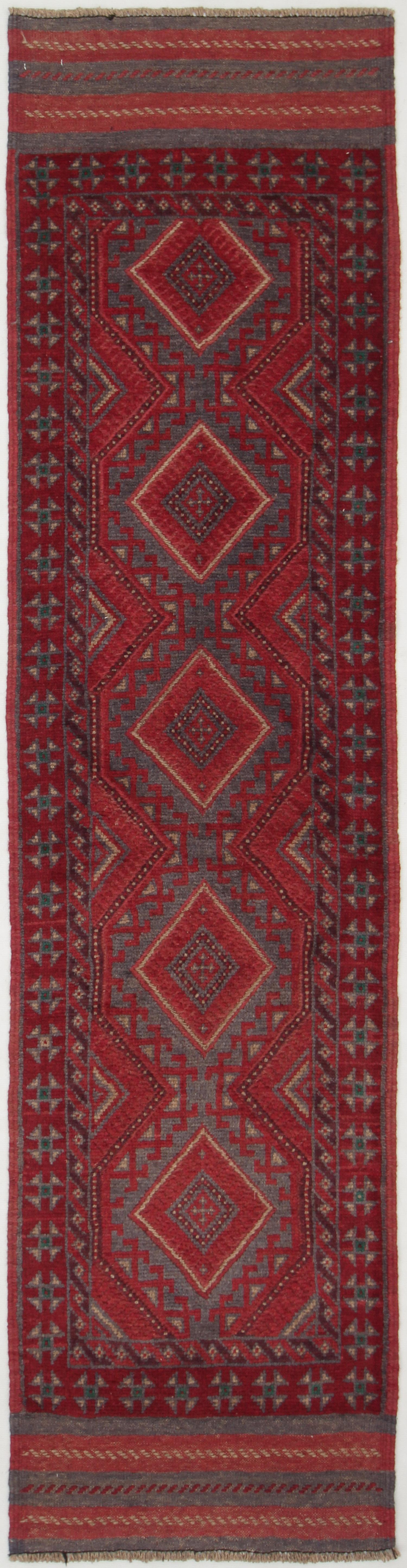 2' 6" X 9' Multy Handmade Mashwani Afghan Rug Runner