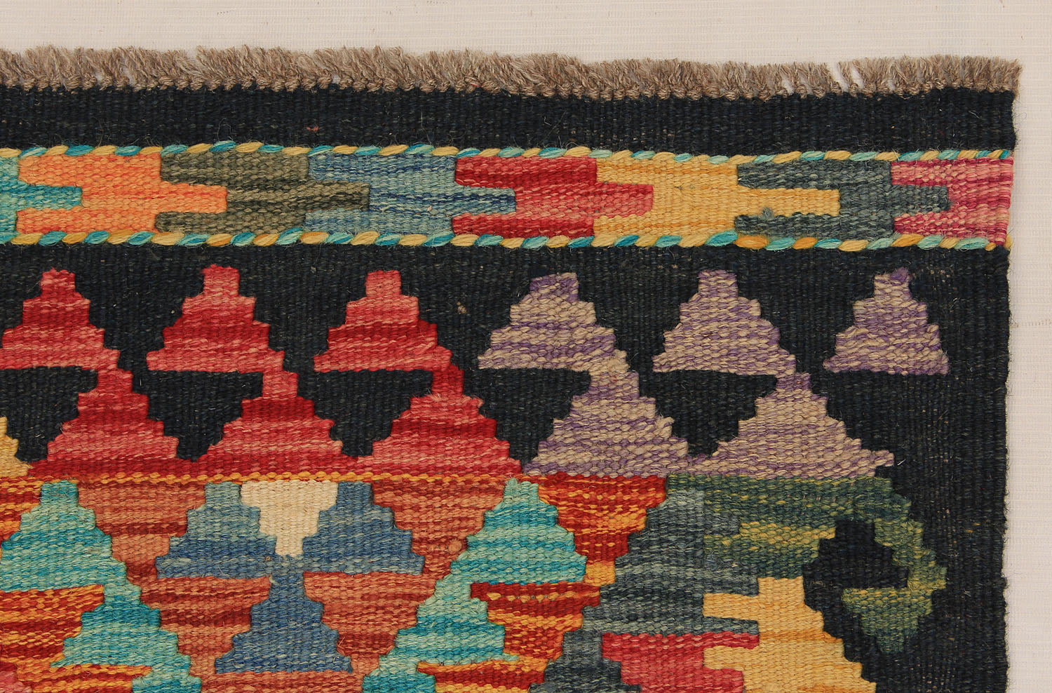 13' X 3' 3" Multy Handmade Veggie Dye Kilim Rug Runner