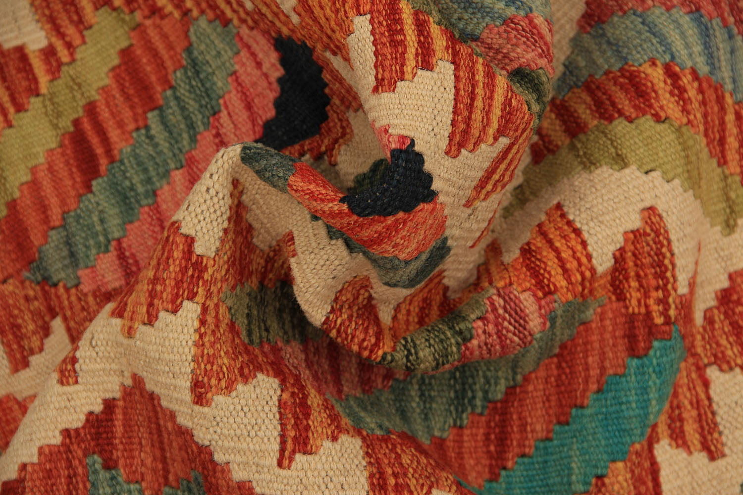 13' X 3' 3" Multy Handmade Veggie Dye Kilim Rug Runner