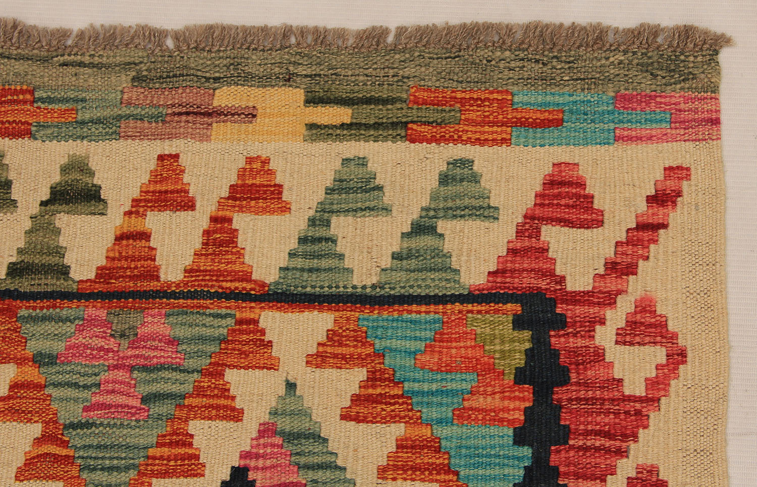 13' X 3' 3" Multy Handmade Veggie Dye Kilim Rug Runner
