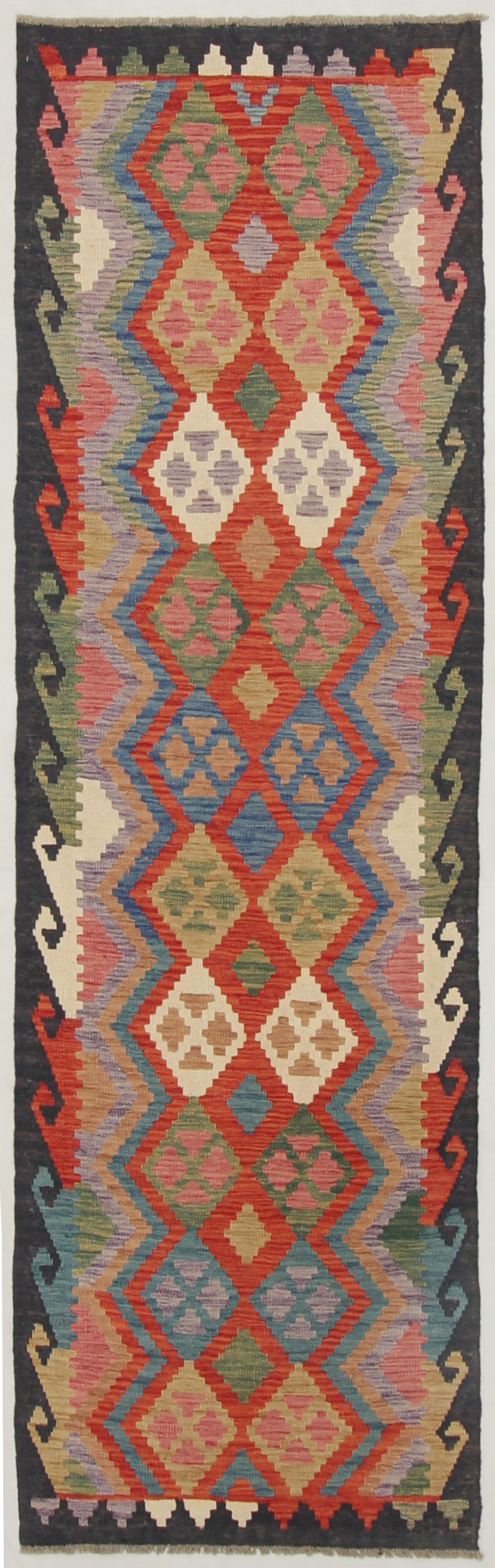 3' X 10' Multy Handmade Veggie Dye Kilim Rug Runner